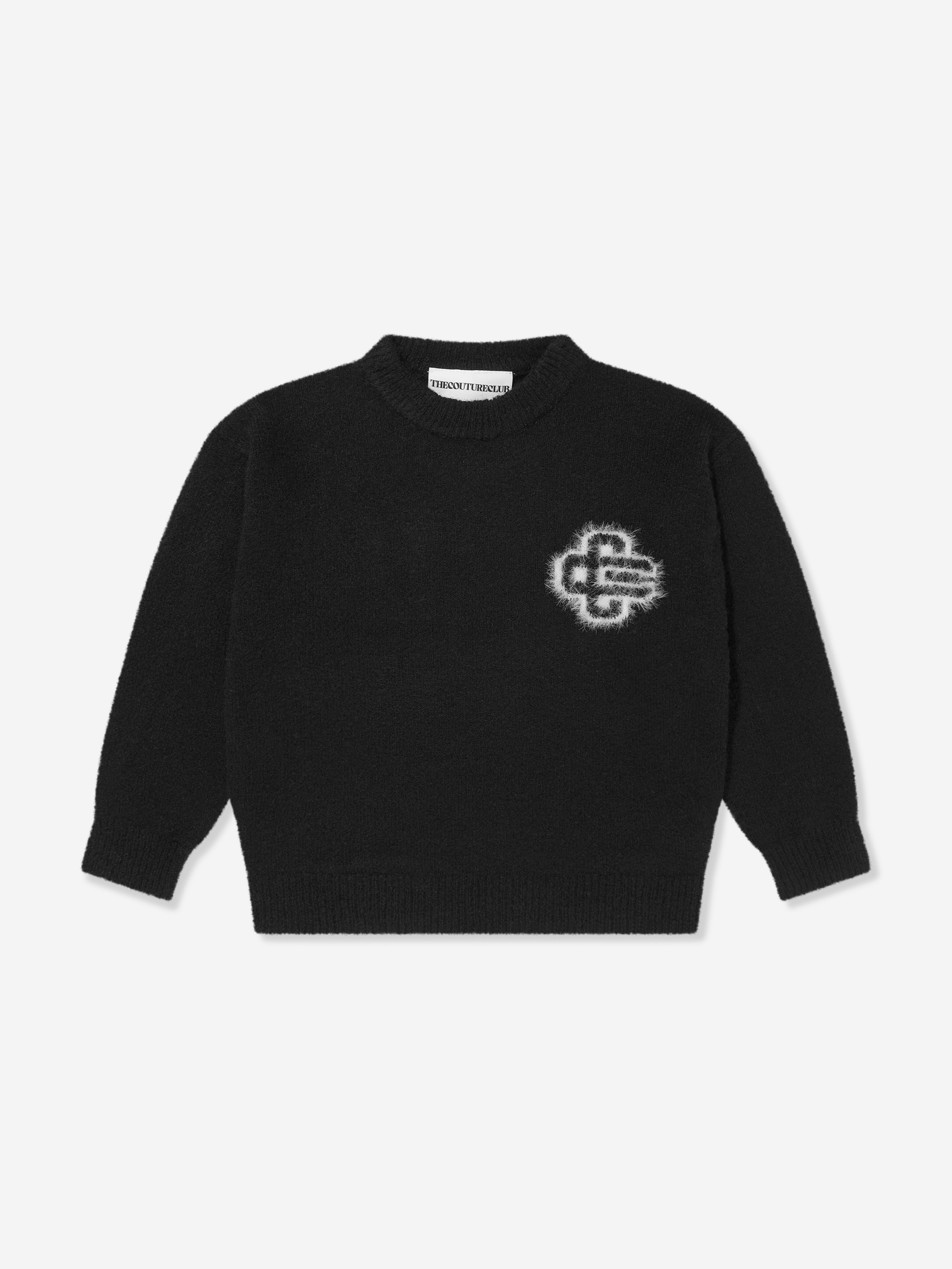 The Couture Club Kids Fluffy Knit Emblem Jumper in Black Clearance Online Online