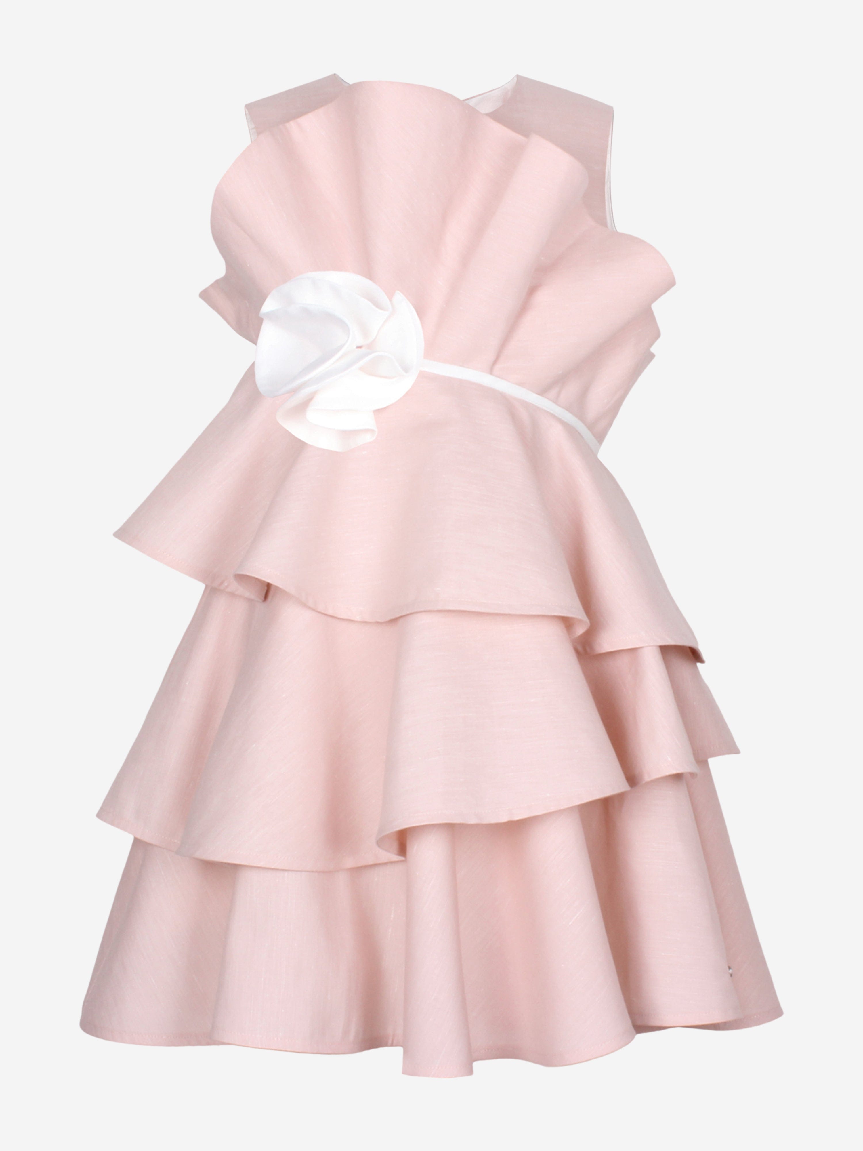 Girls Ebony Ruffle Flower Dress in Pink Free Shipping Shop For