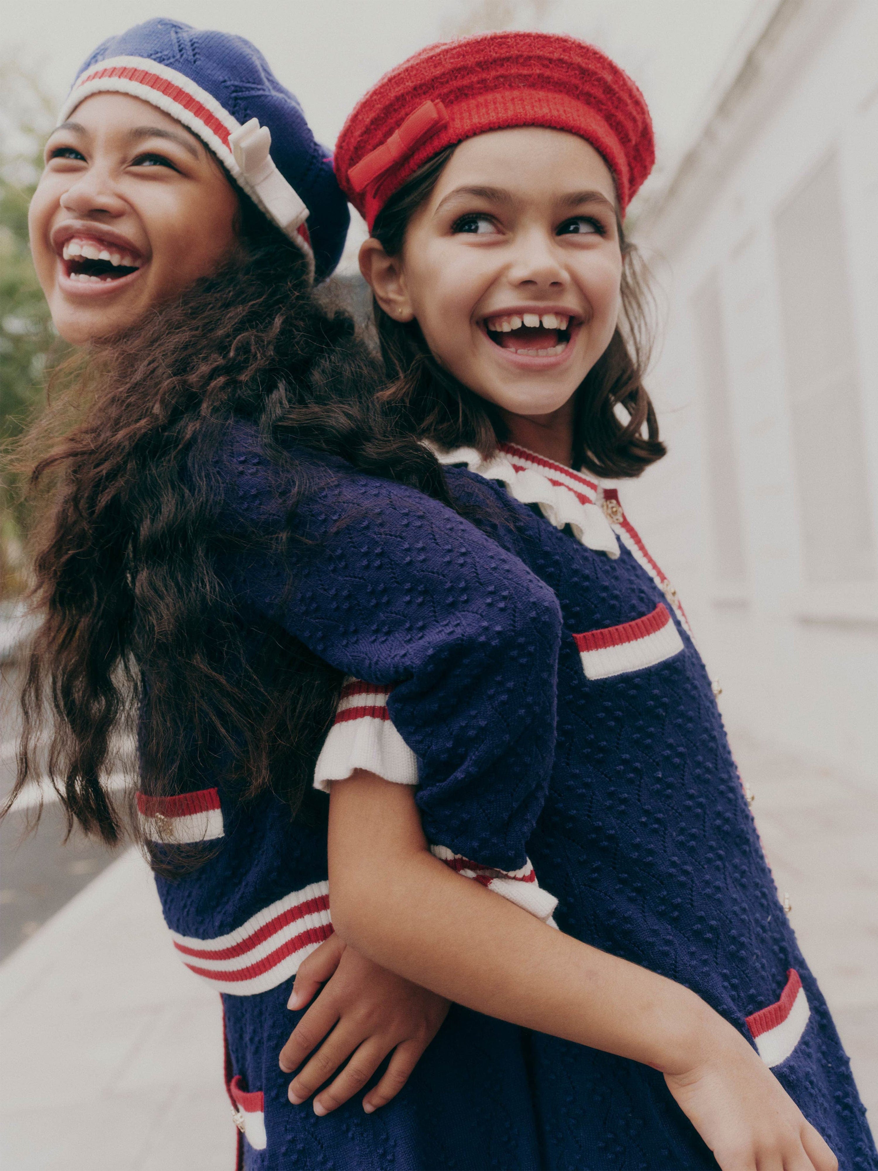 Girls Textured Knit Beret in Blue Cheap Sale Supply