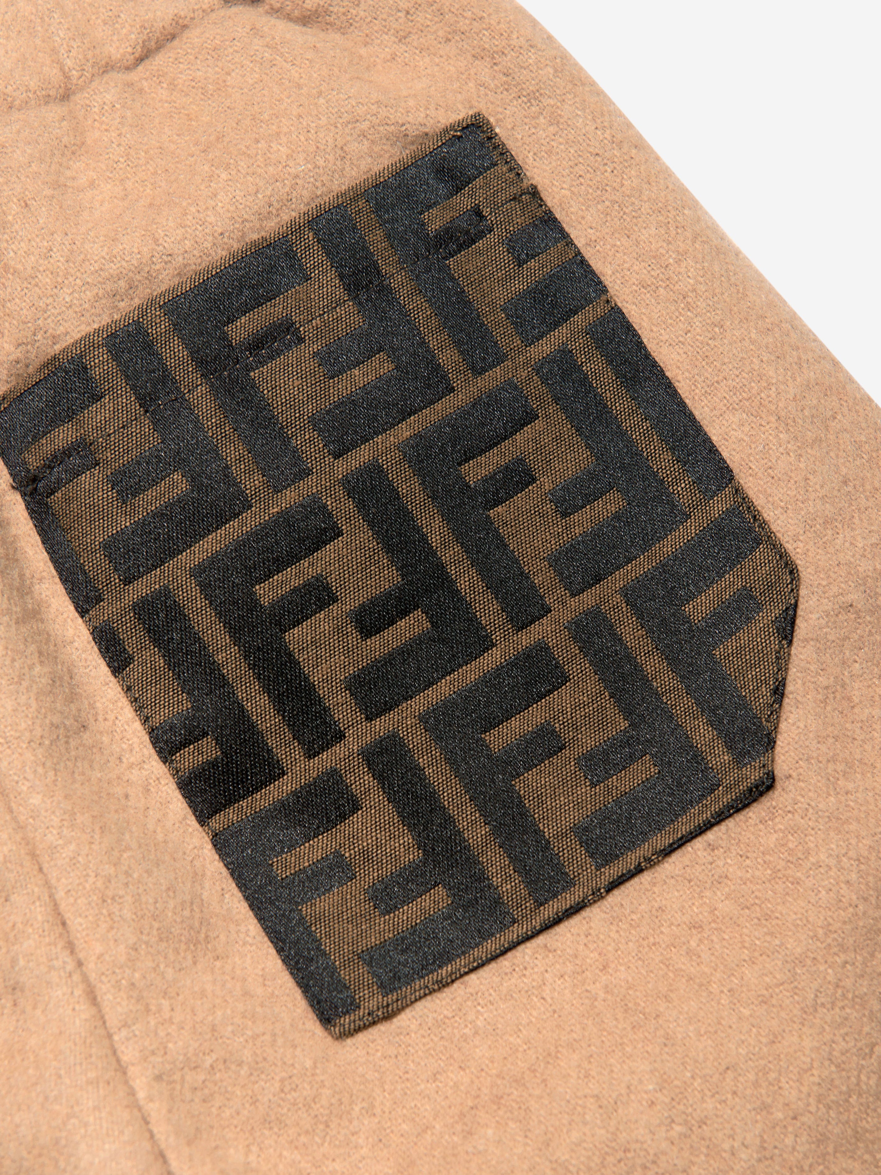 Fendi Boys FF Pocket Flannel Trousers in Beige Sale Amazon