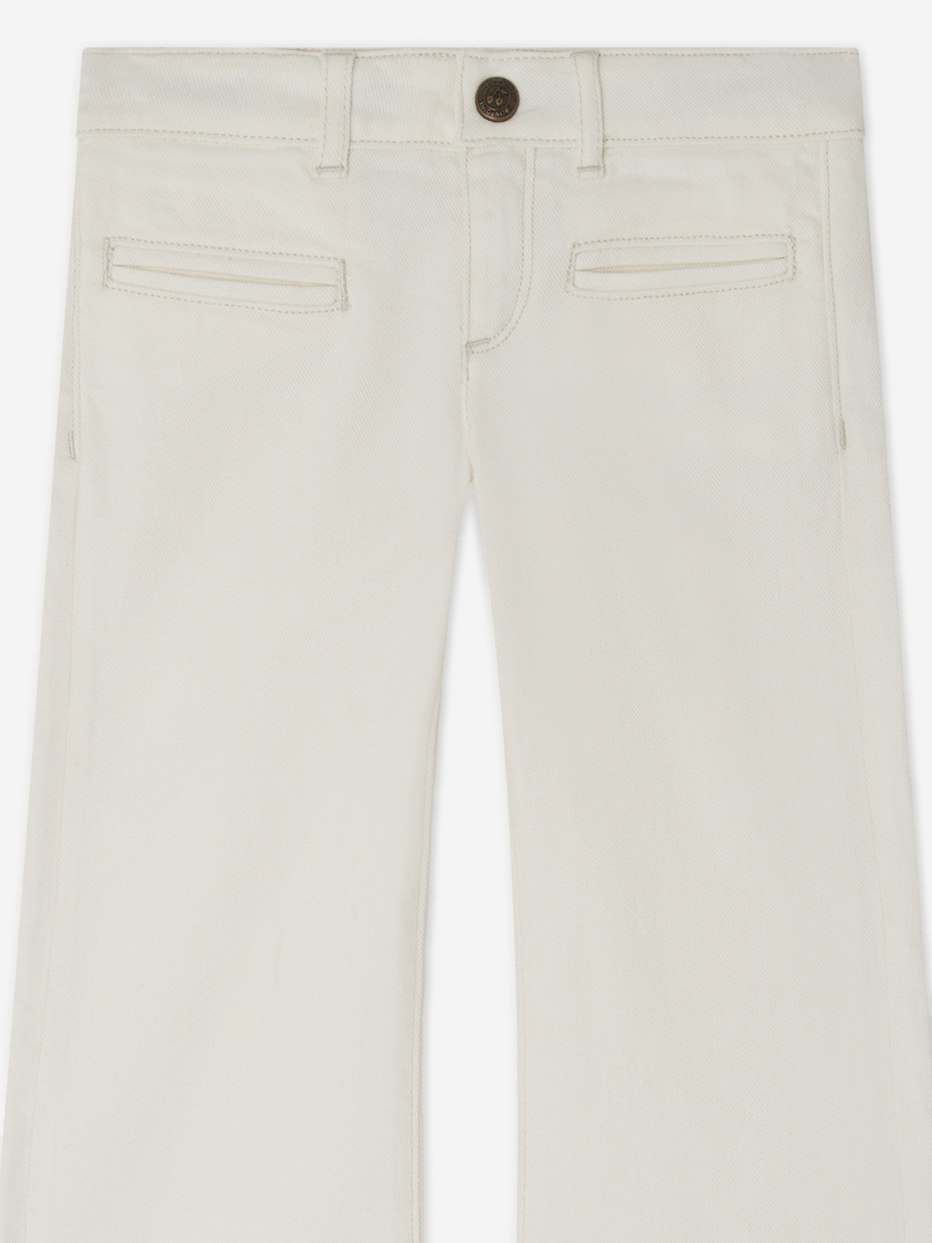 Bonpoint Girls Bestie Wide Leg Jeans in White Discount Eastbay