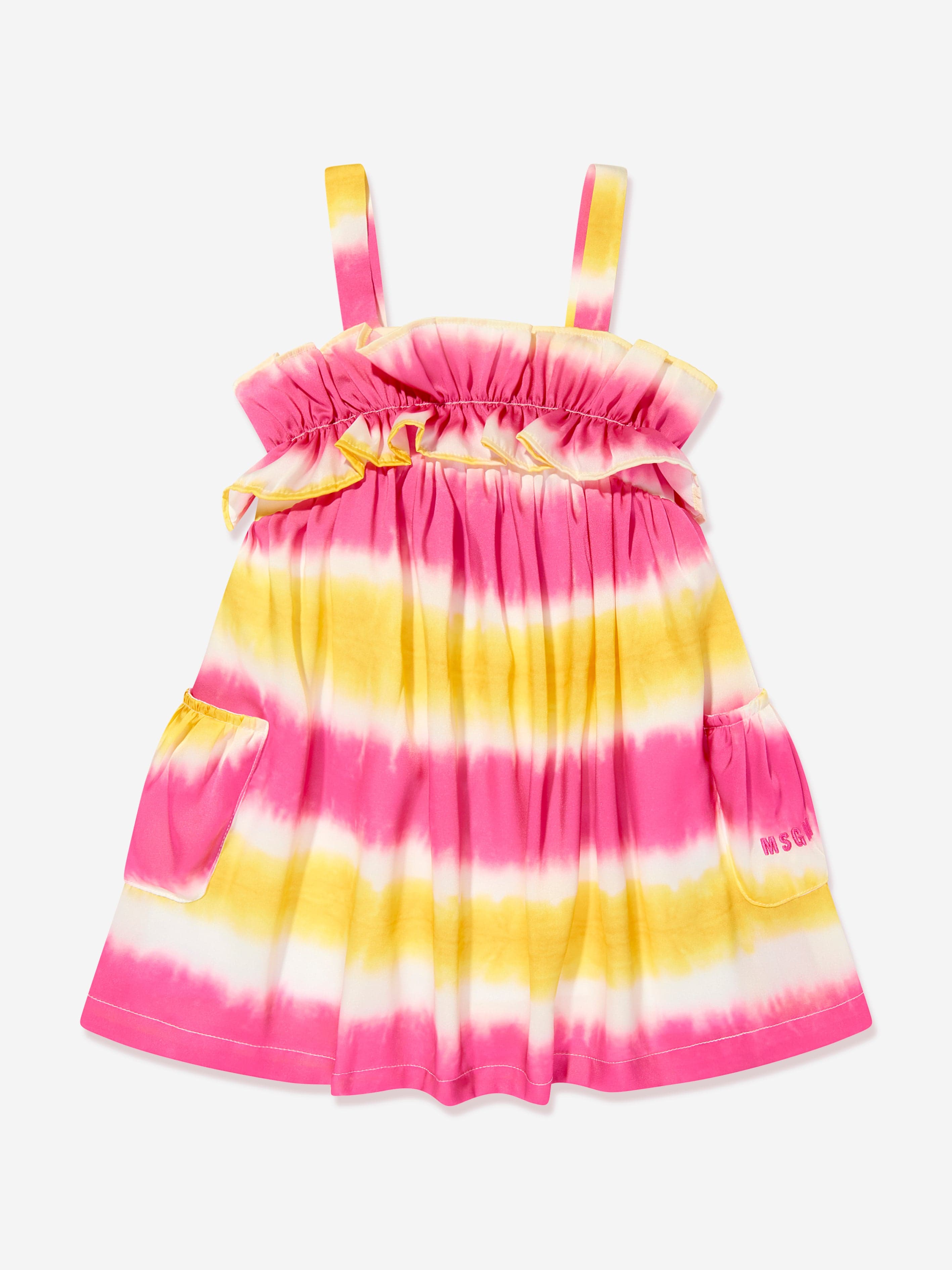 MSGM Girls Twill Striped Dress in Pink Free Shipping 2025