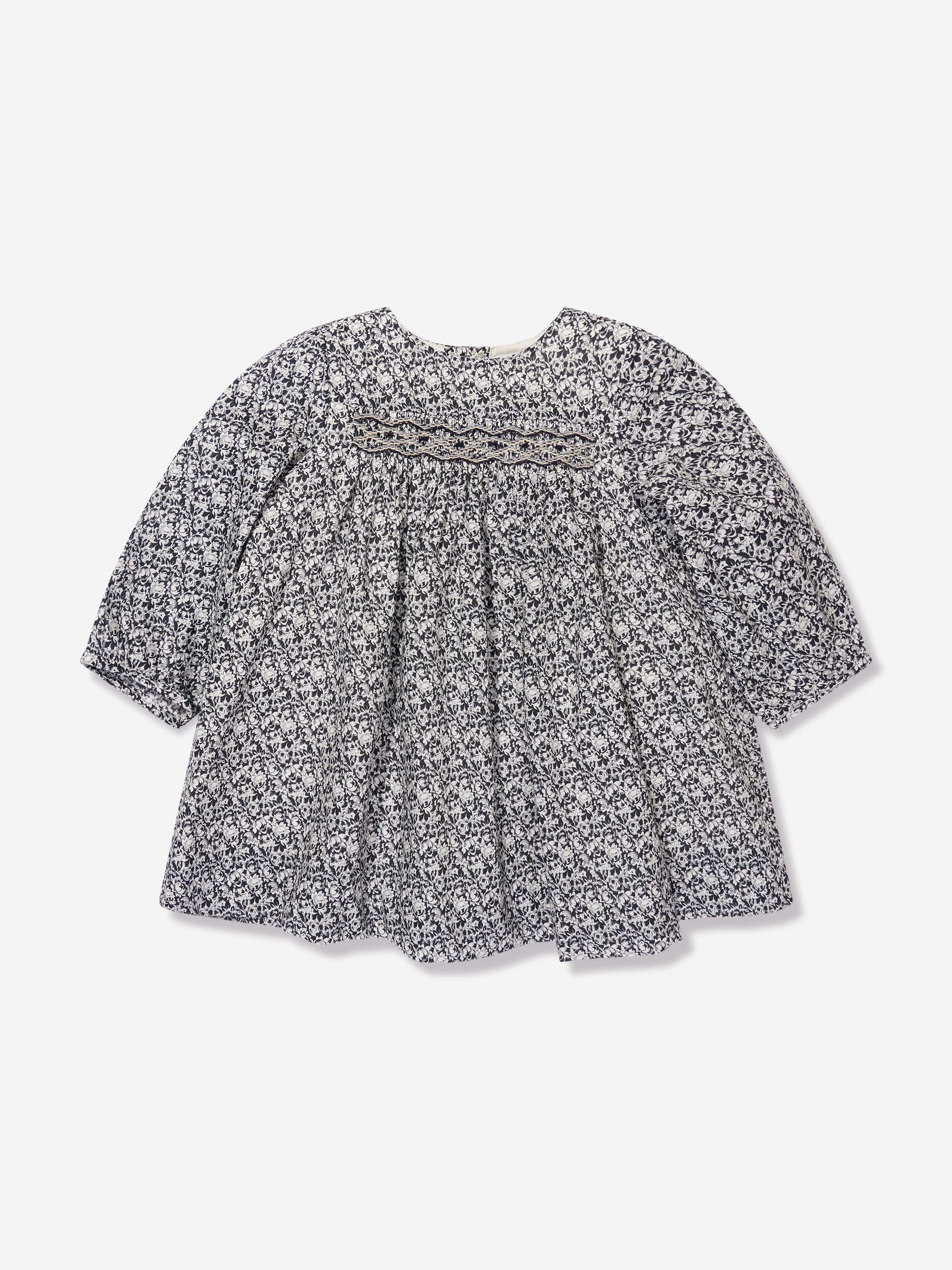 Bonpoint Baby Girls Felicie Smocked Dress in Blue Low Pice Fee Shipping