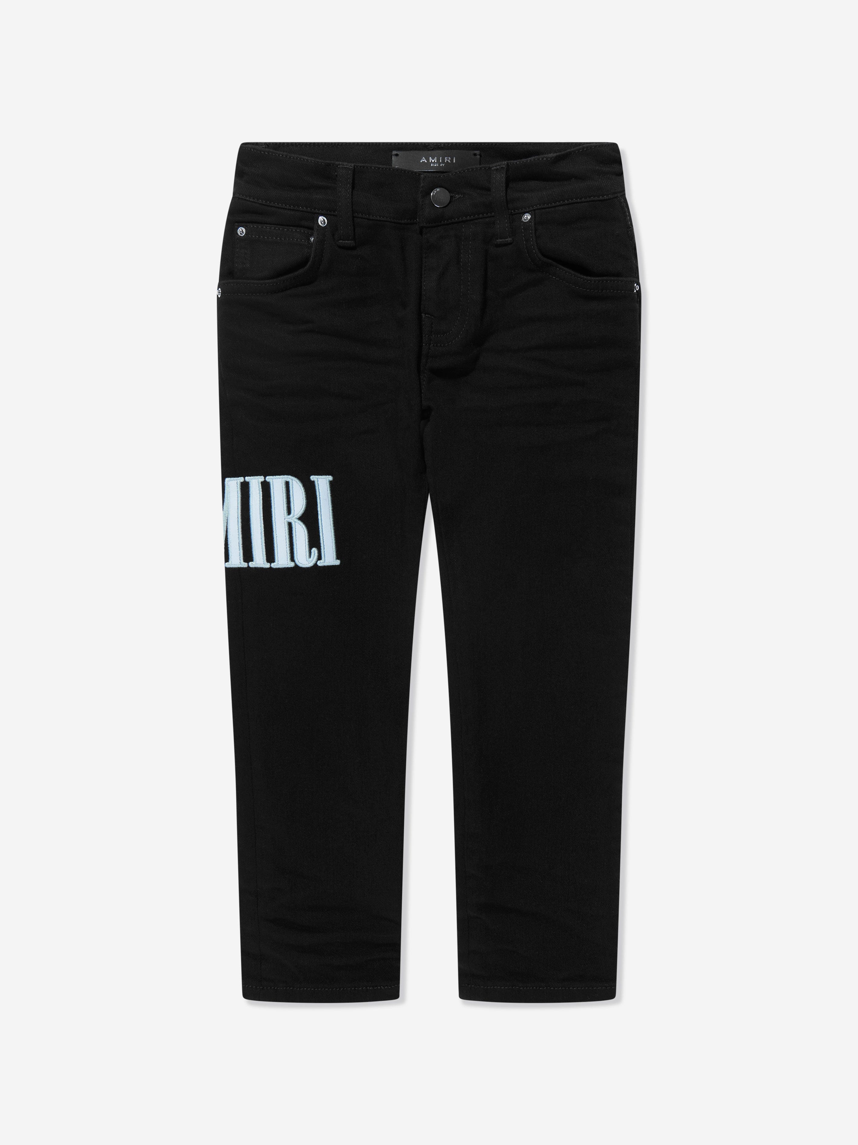 Amiri Boys Logo Jeans in Black Wiki Cheap Pice