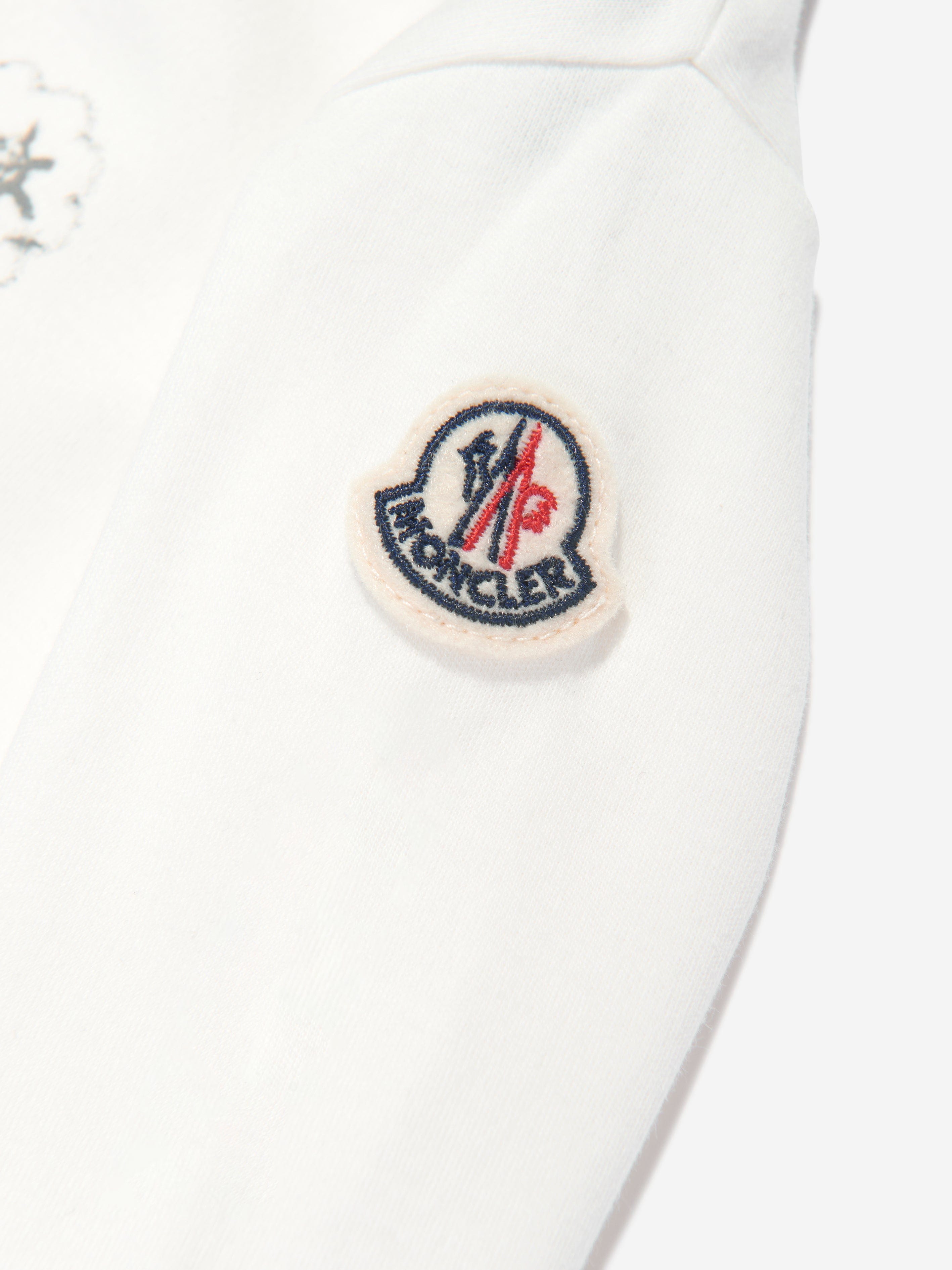 Moncler Enfant Baby Bear Logo Romper in White Clearance Hot Sale