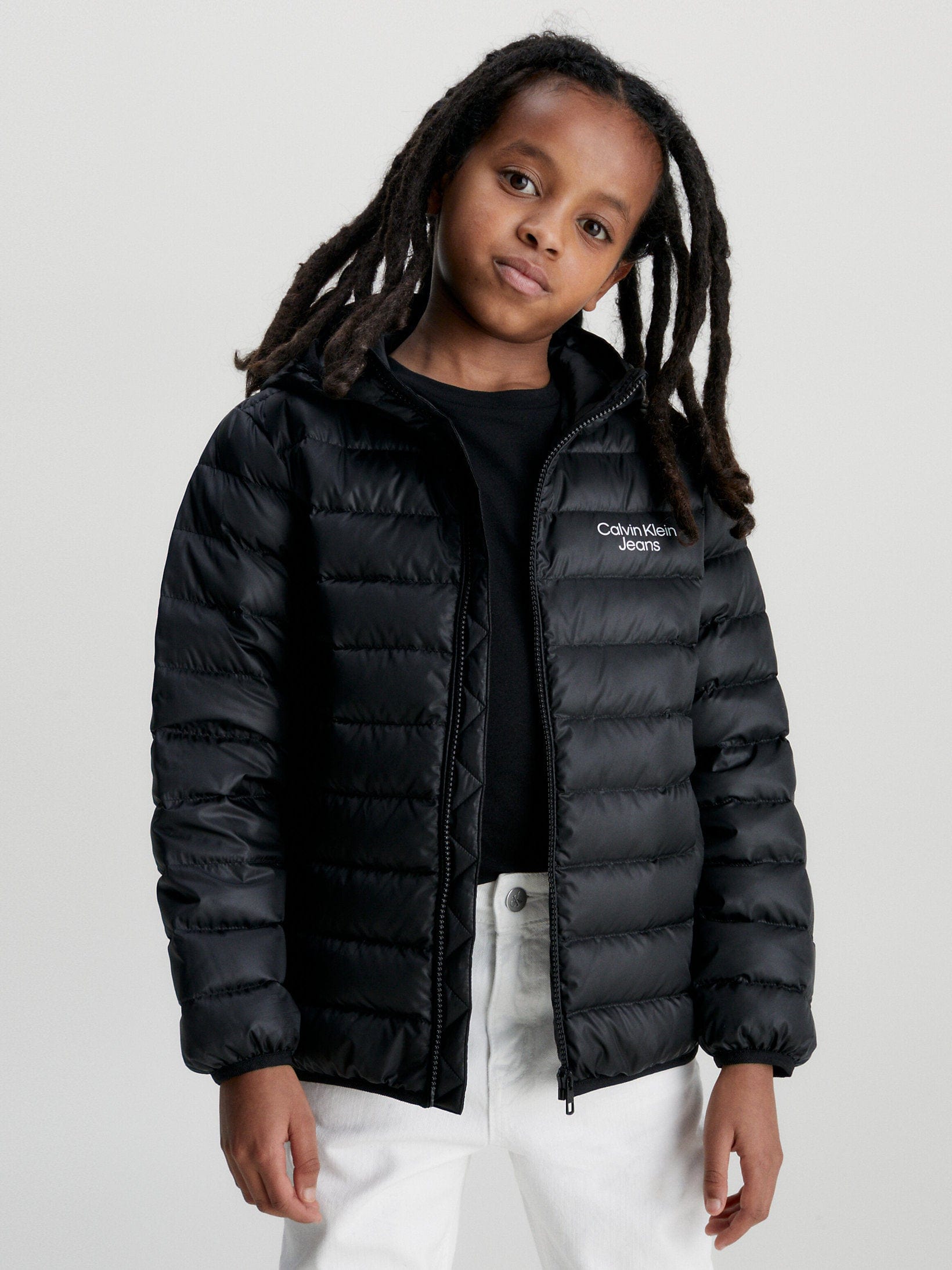 Calvin Klein Boys Down Padded Logo Jacket in Black For Nice Cheap Price
