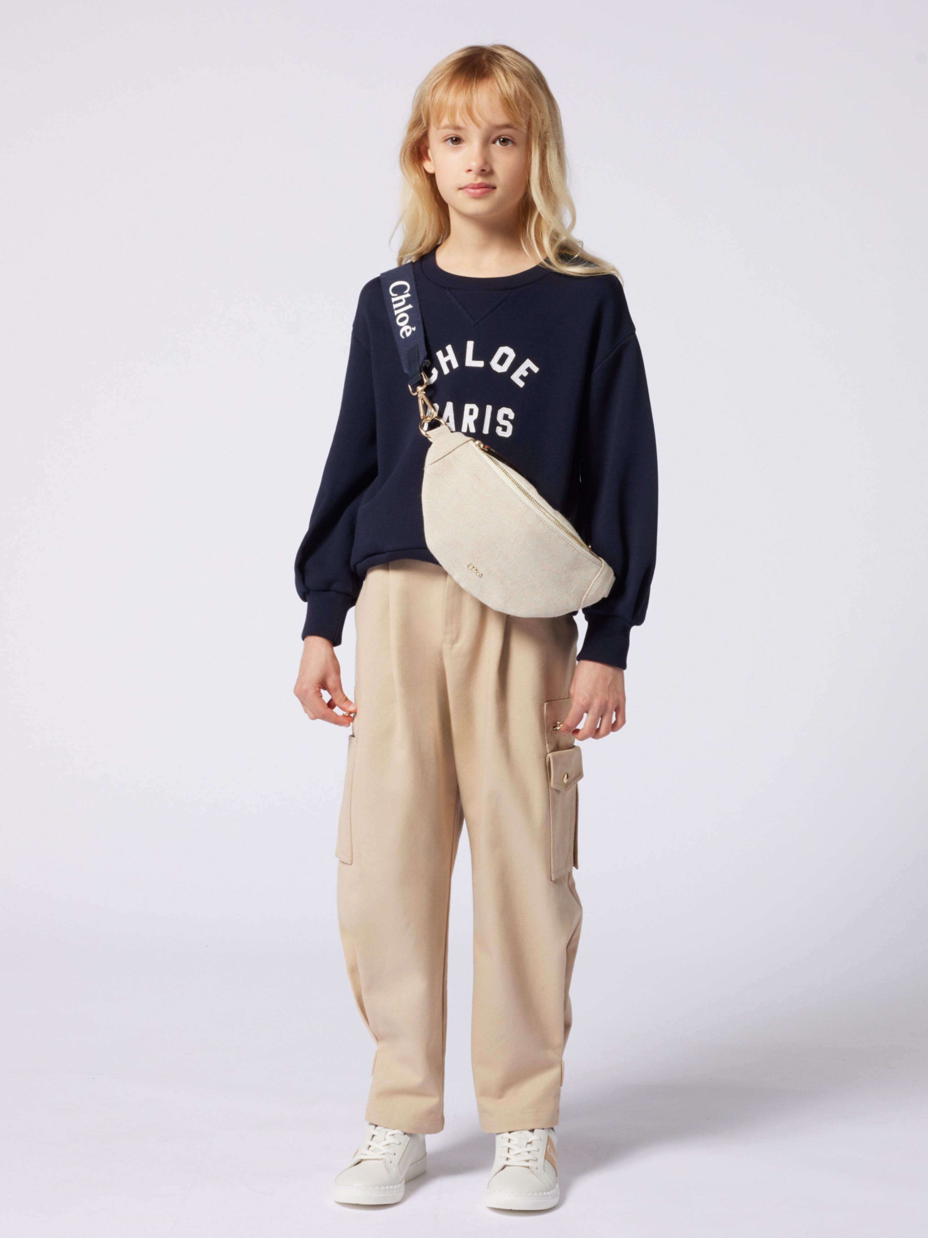 Chlo¨¦ Girls Paris Logo Sweatshirt in Navy Exclusive Online