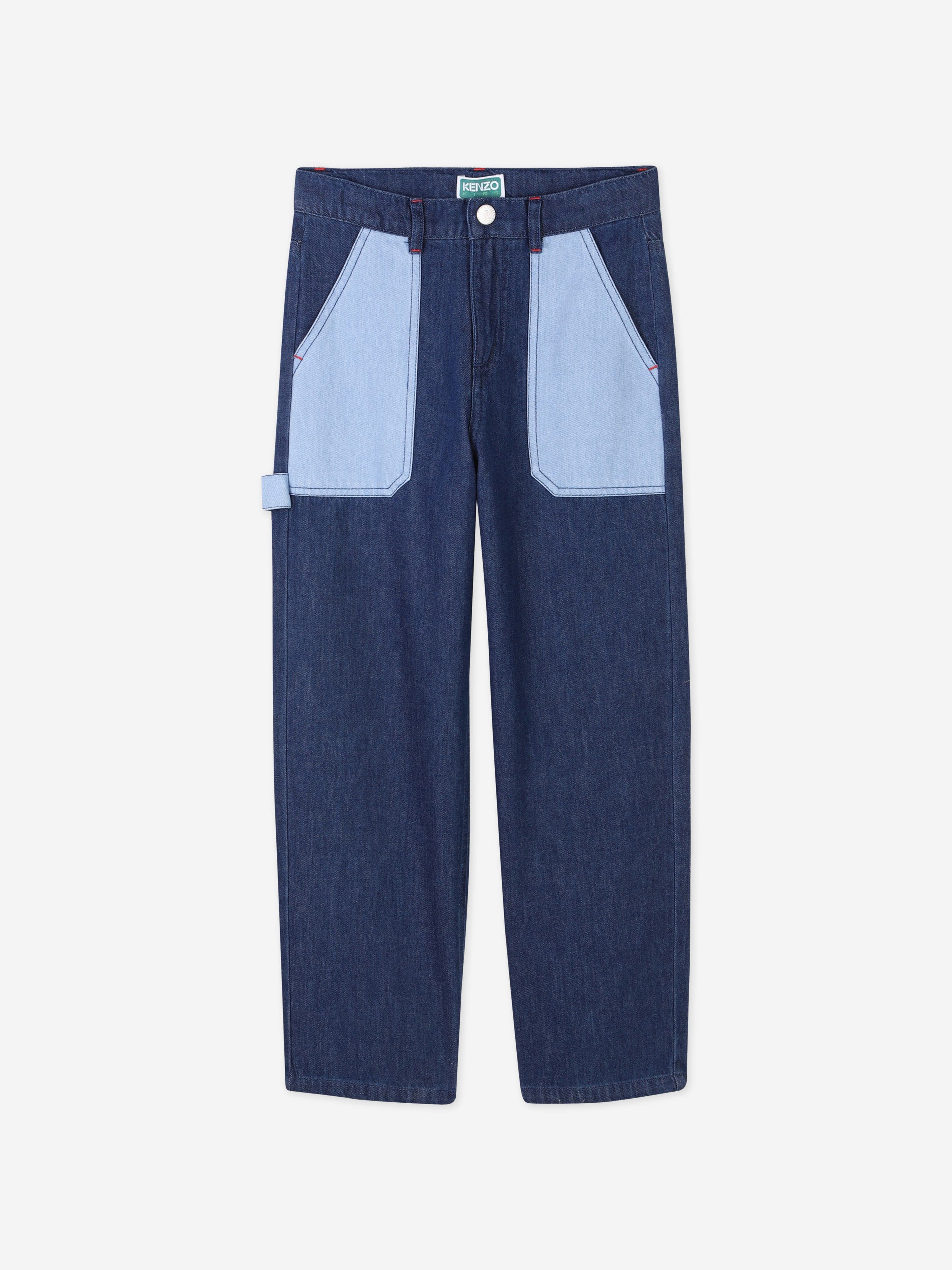 Boys Patch Pocket Jeans in Blue Clearance Buy