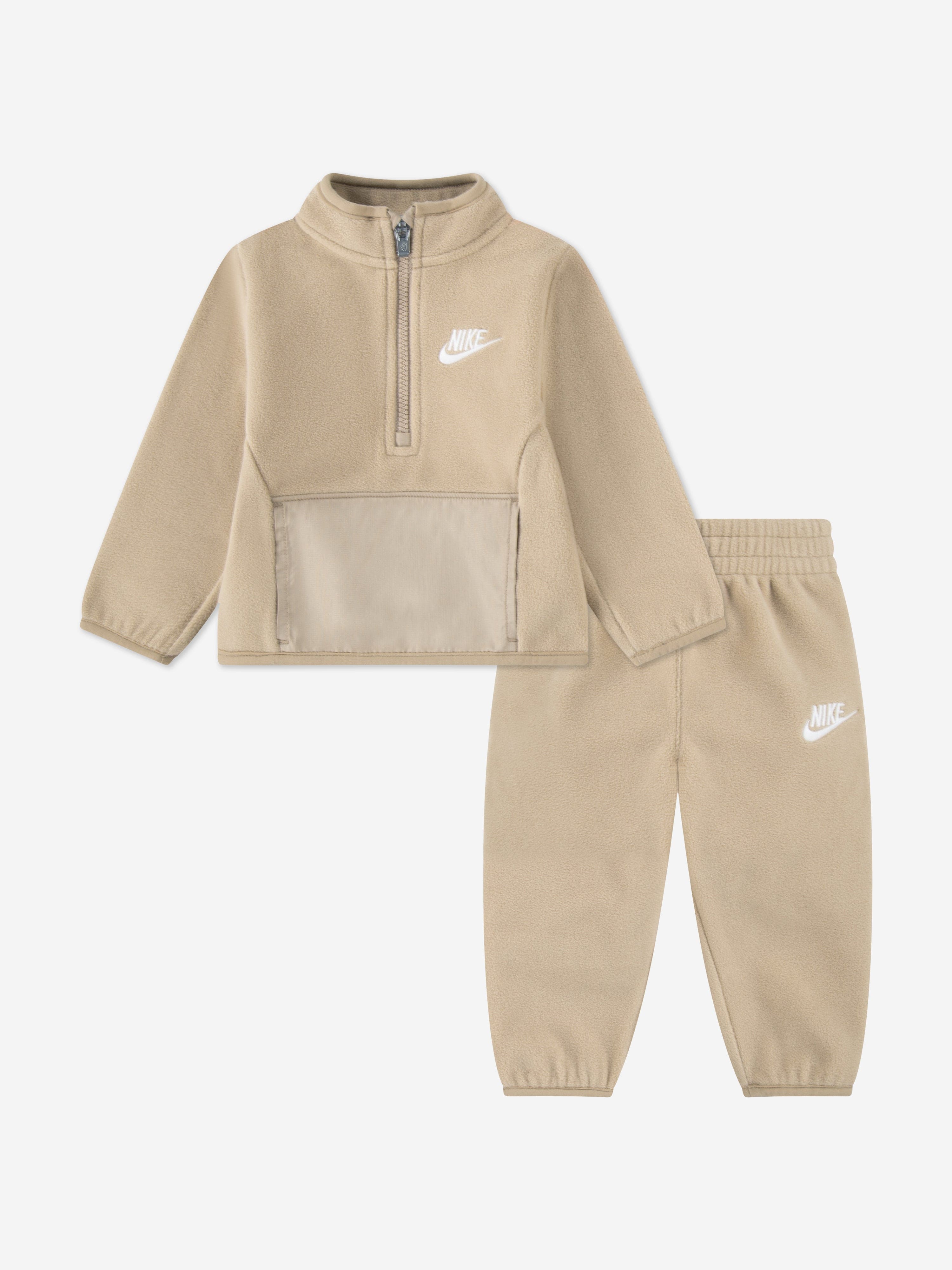 Boys Lifestyle Essential 1/2 Zip Tracksuit in Beige Clearance Footaction