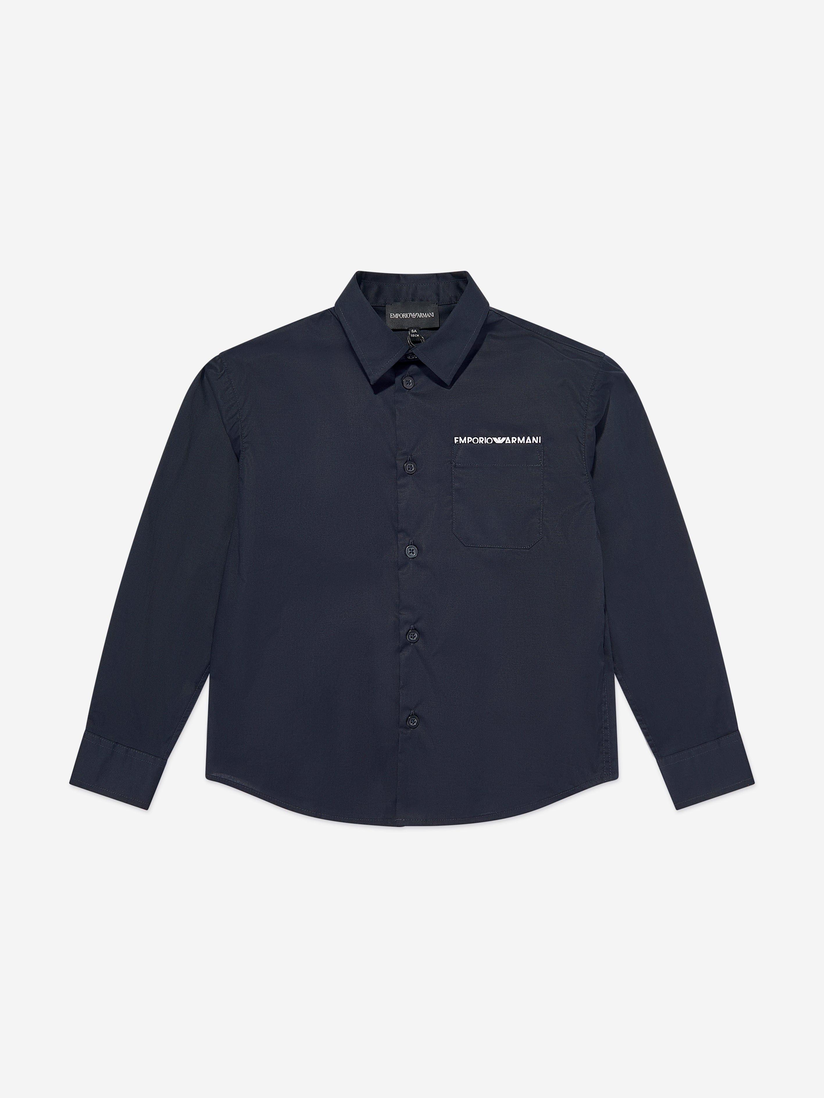 Emporio Armani Boys Logo Shirt in Navy Outlet Good Selling