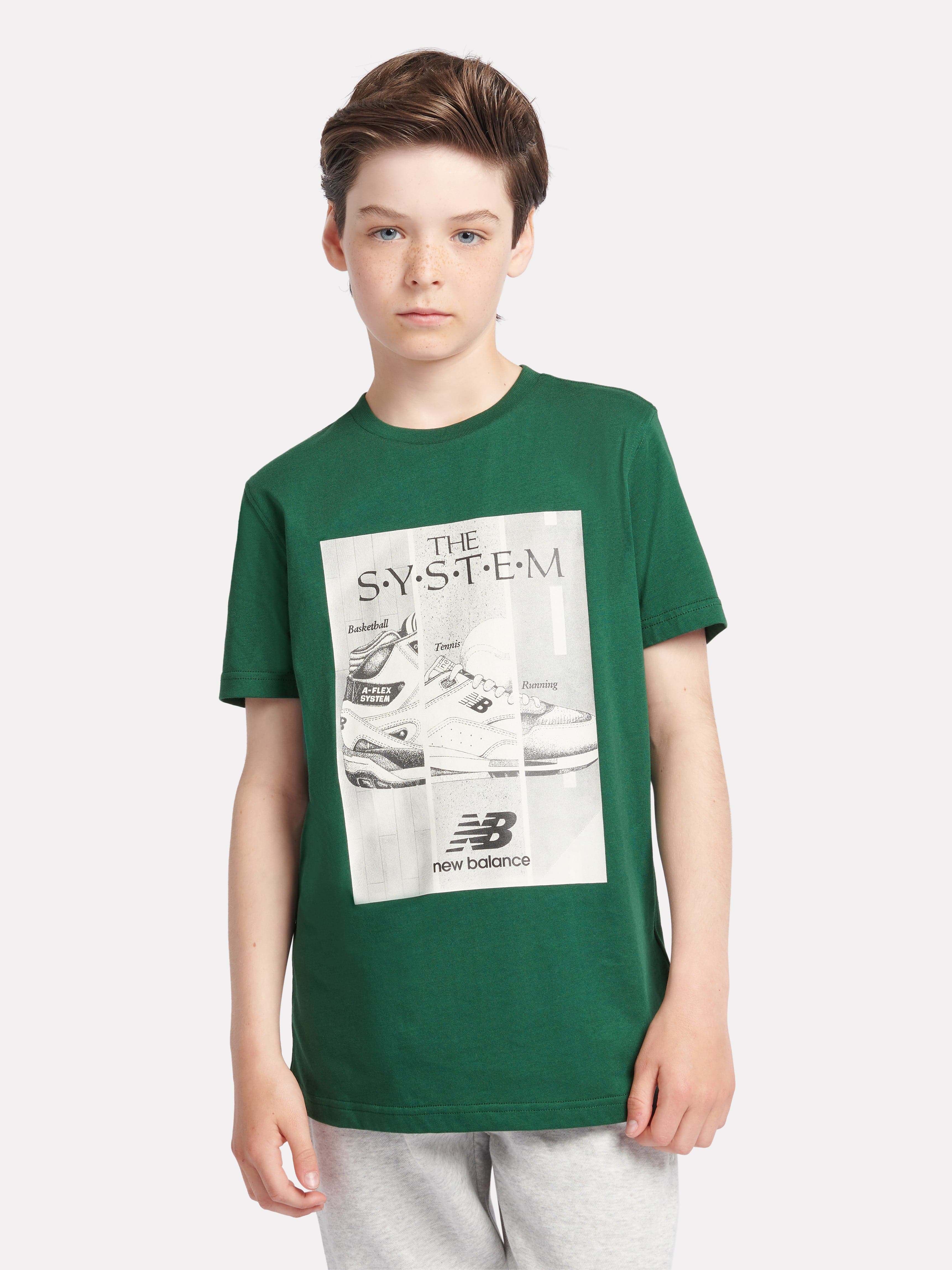 New Balance Boys The System Graphic T-Shirt in Green Buy Cheap Buy