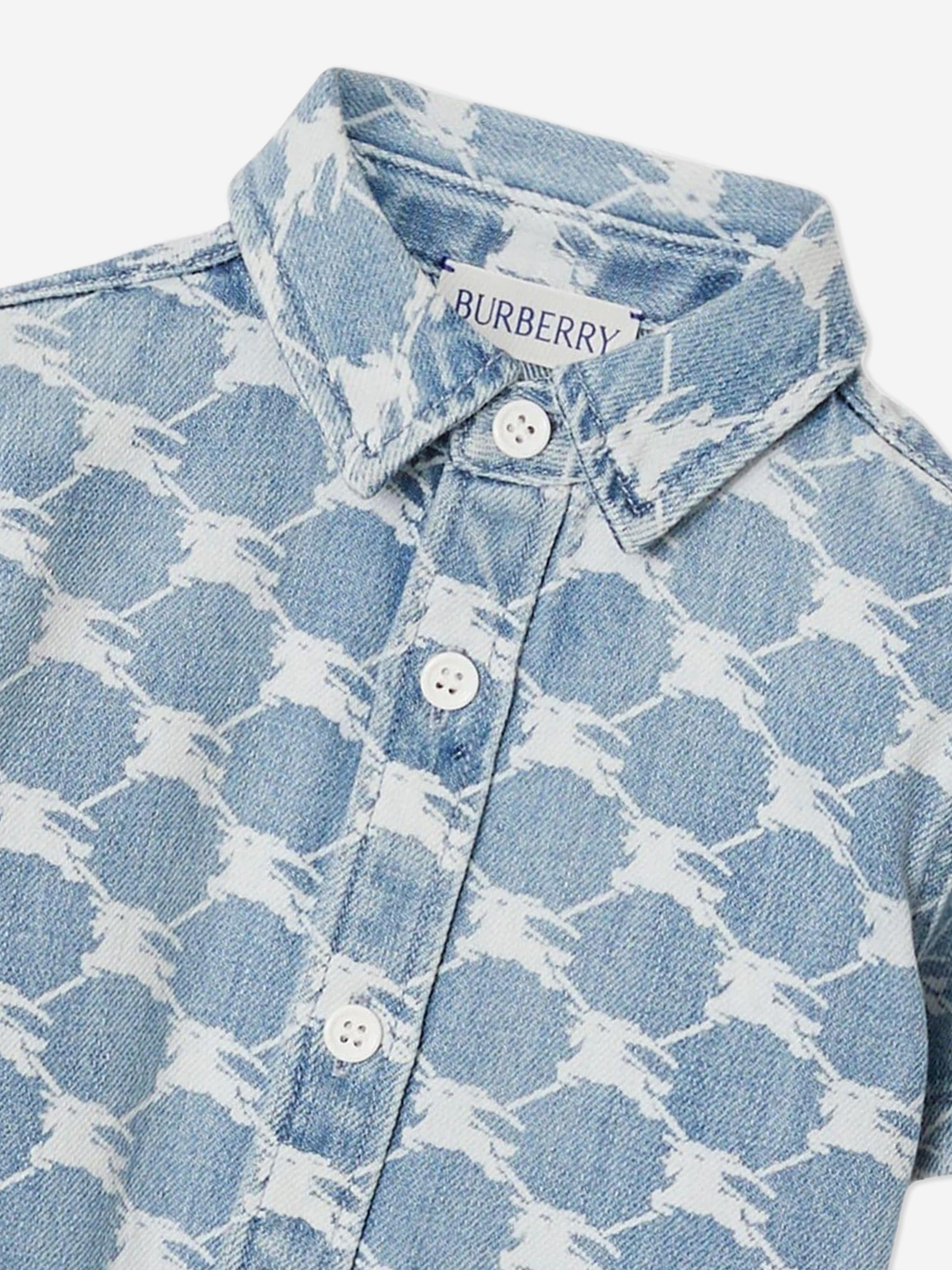 Burberry Baby Boys Mini Alan Shirt in Blue Outlet Original