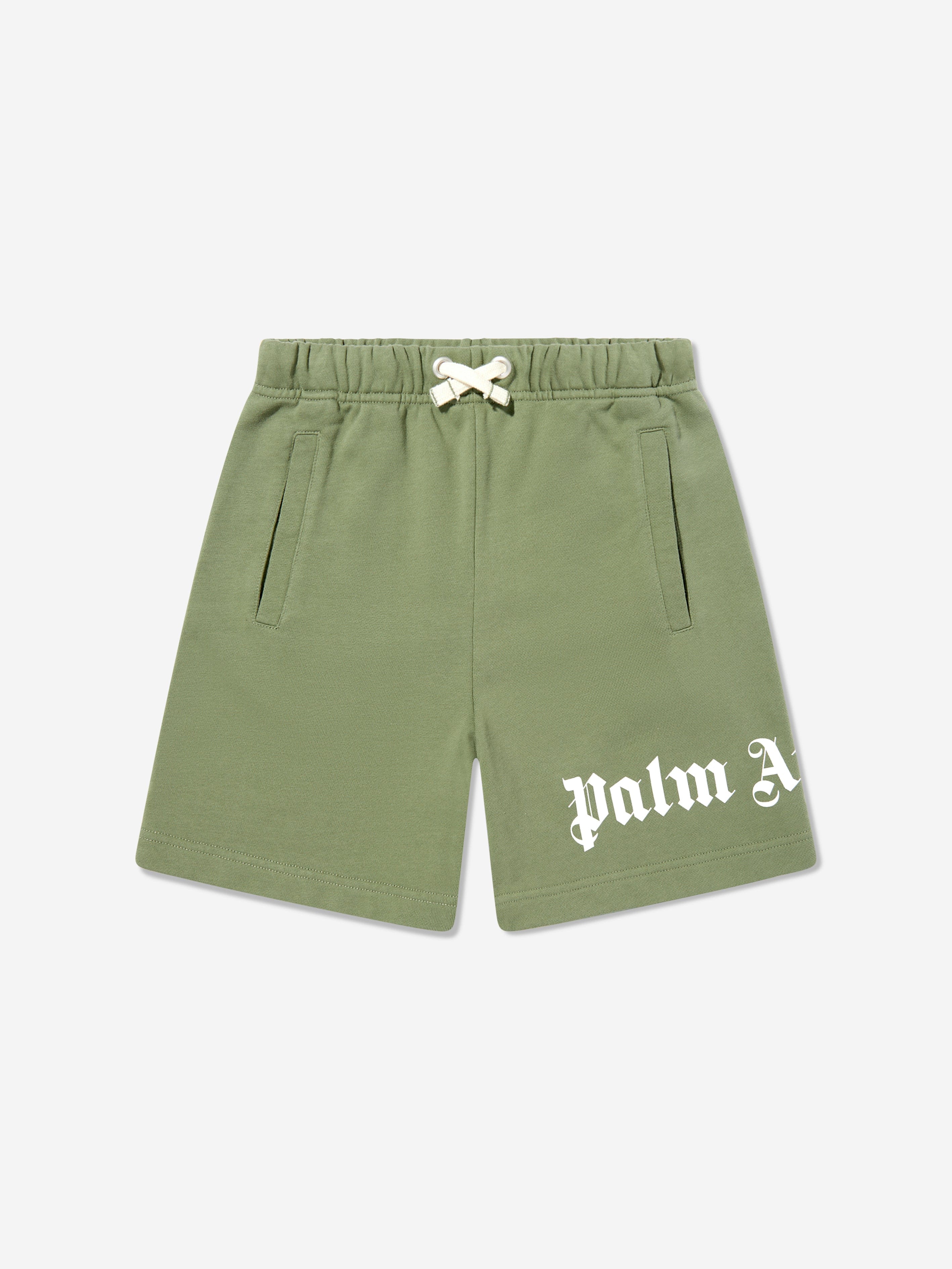 Palm Angels Boys Classic Overlogo Shorts in Green Discount Wiki