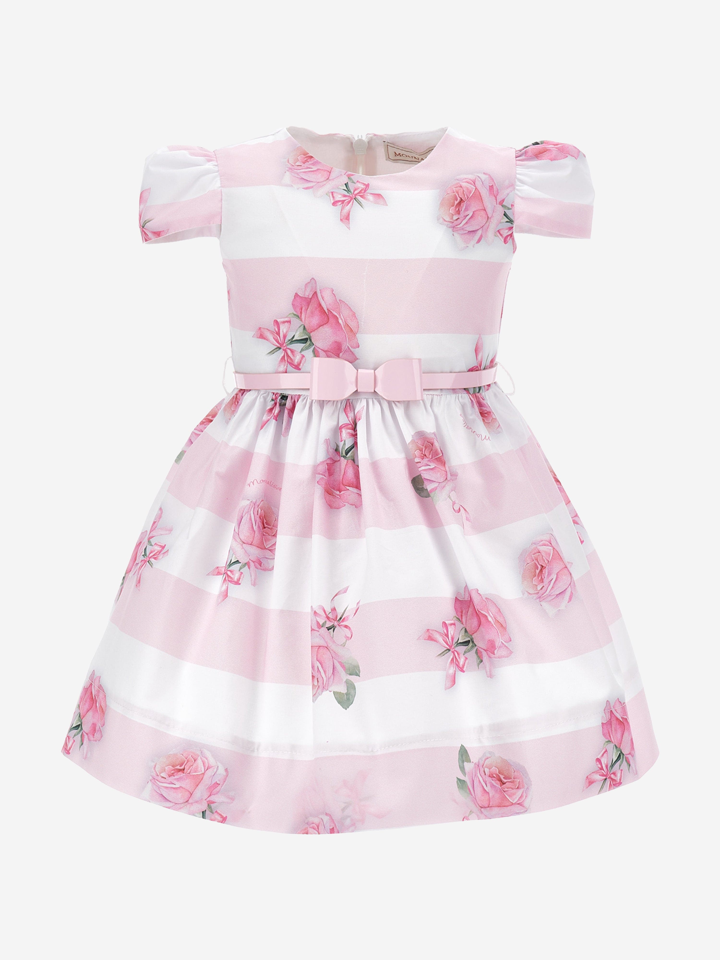 Baby Girls Striped Rose Dress in Pink Discount Best