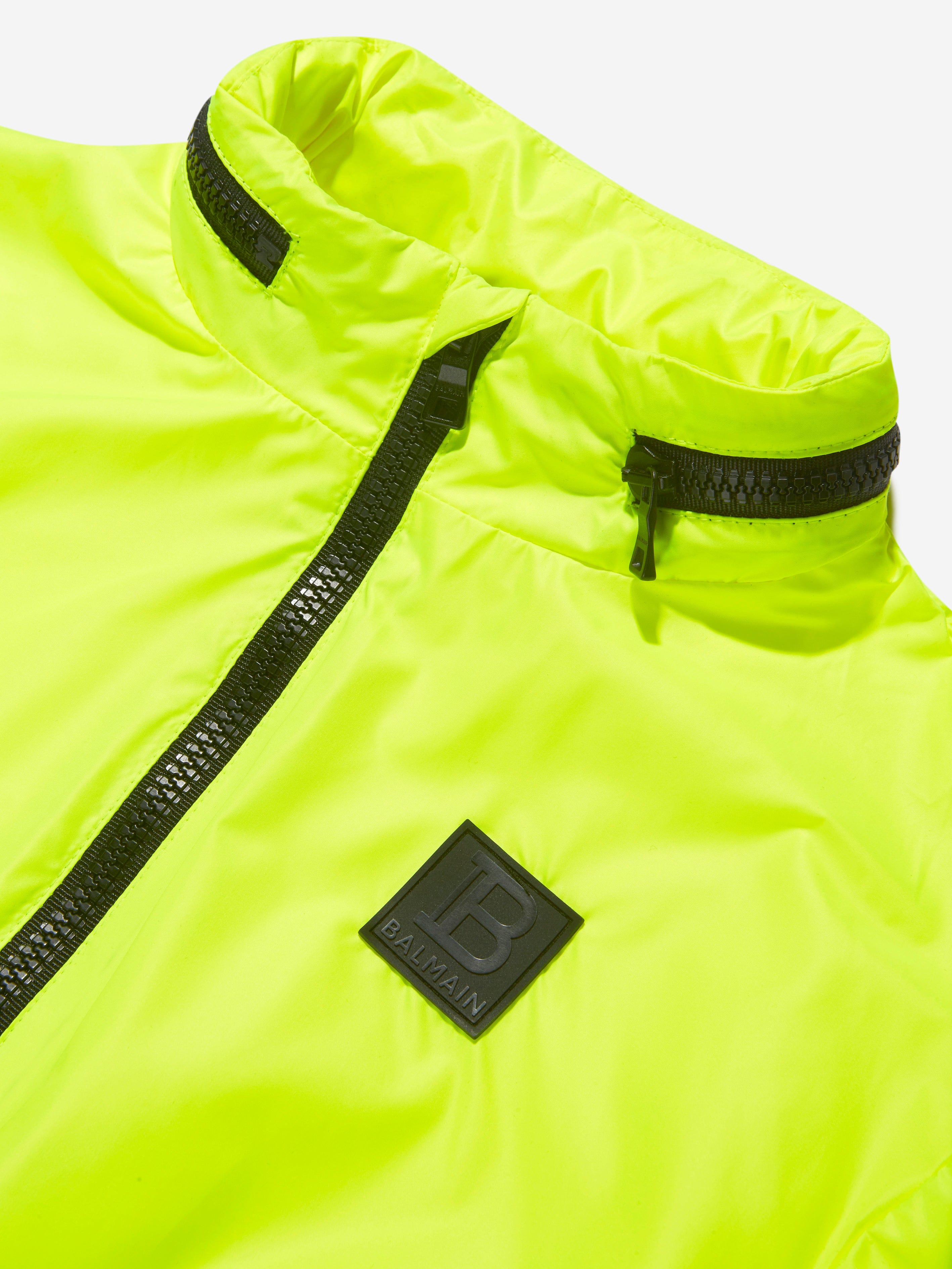 Balmain Boys Fluorescent Zip Up Jacket in Yellow Best Wholesale Cheap Pice