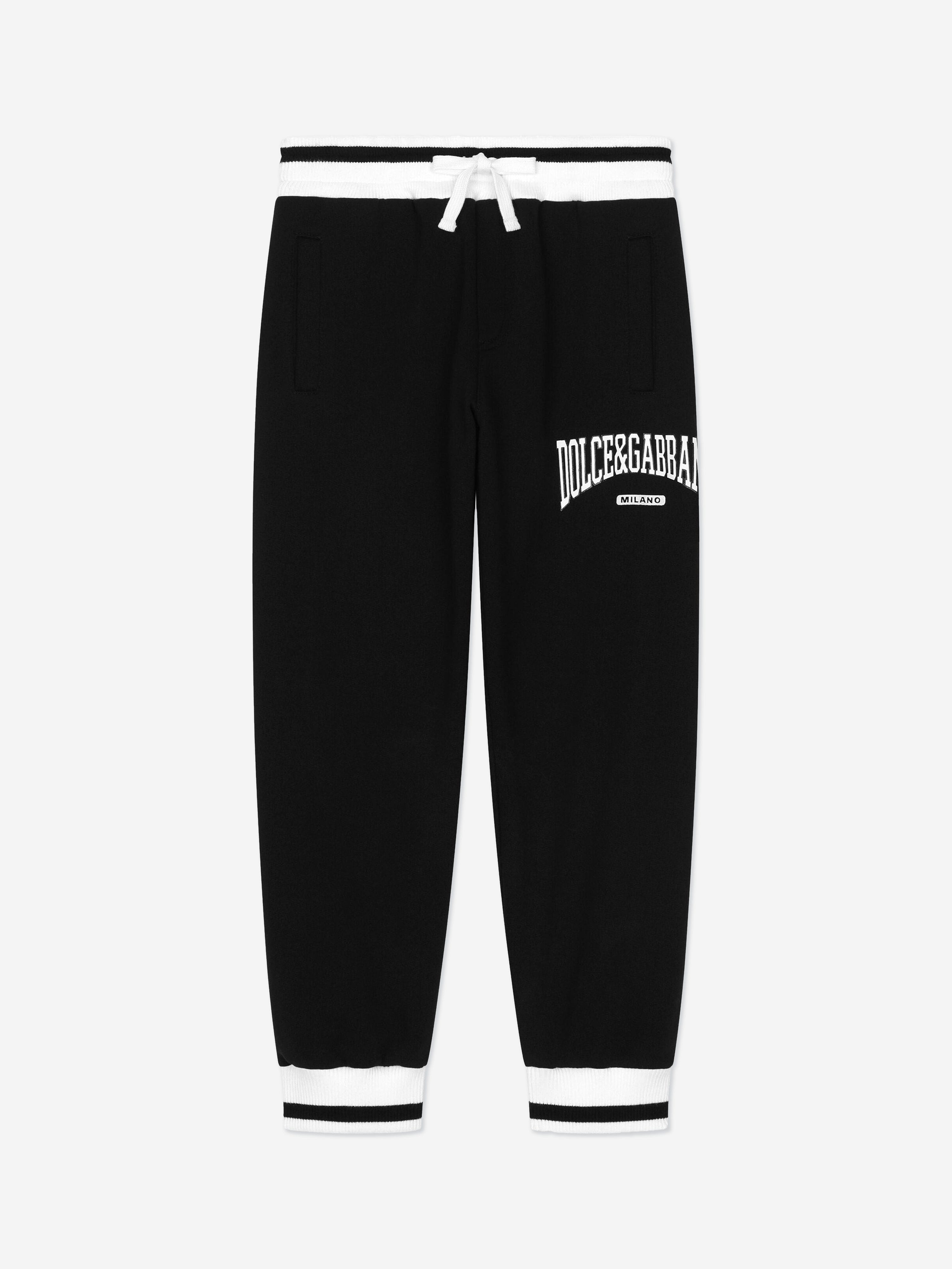 Dolce & Gabbana Boys Flock Logo Joggers in Black Outlet Pices