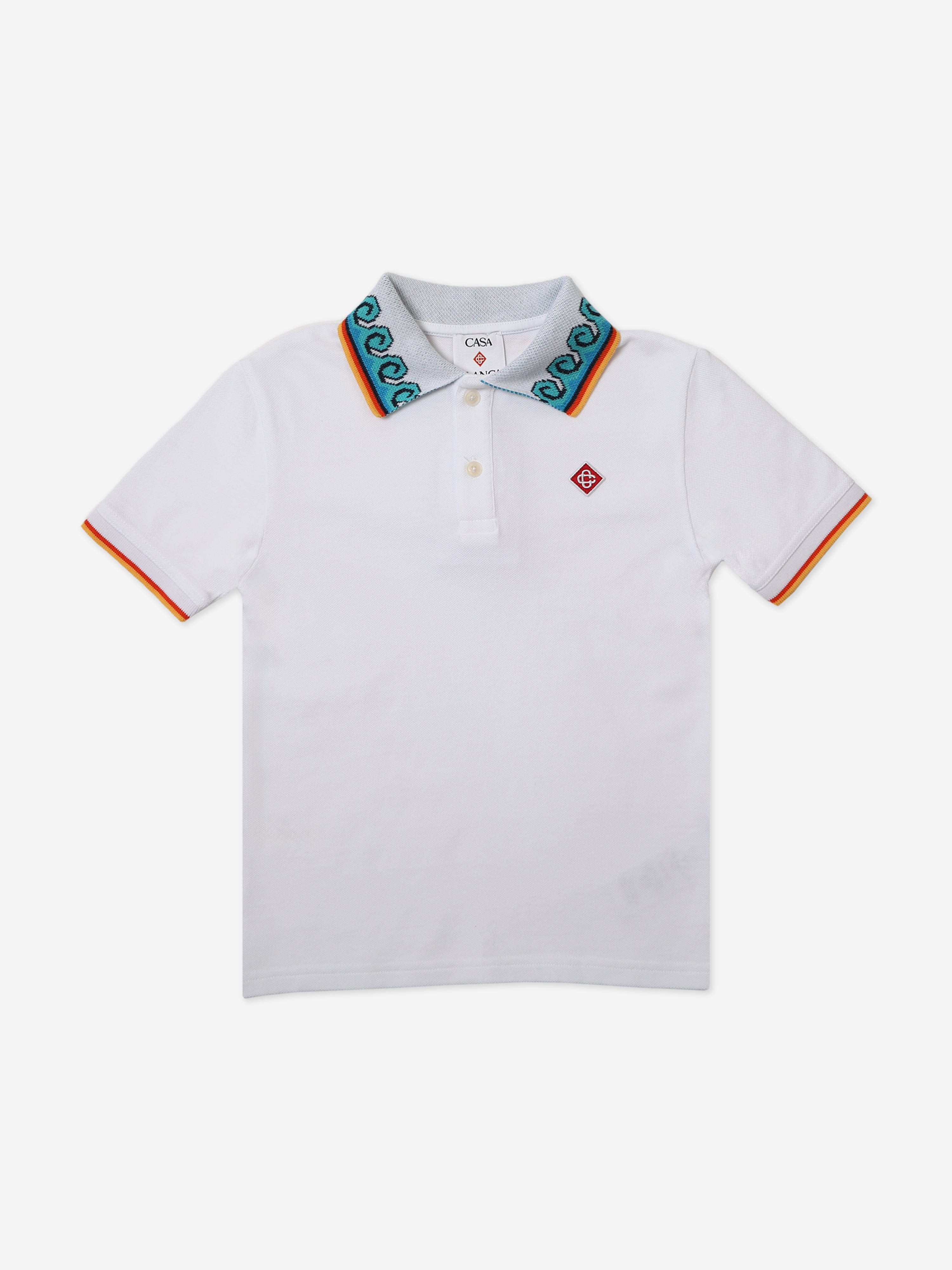 Casablanca Kids Greco Wave Polo Shirt in White Free Shipping Cheap Pice