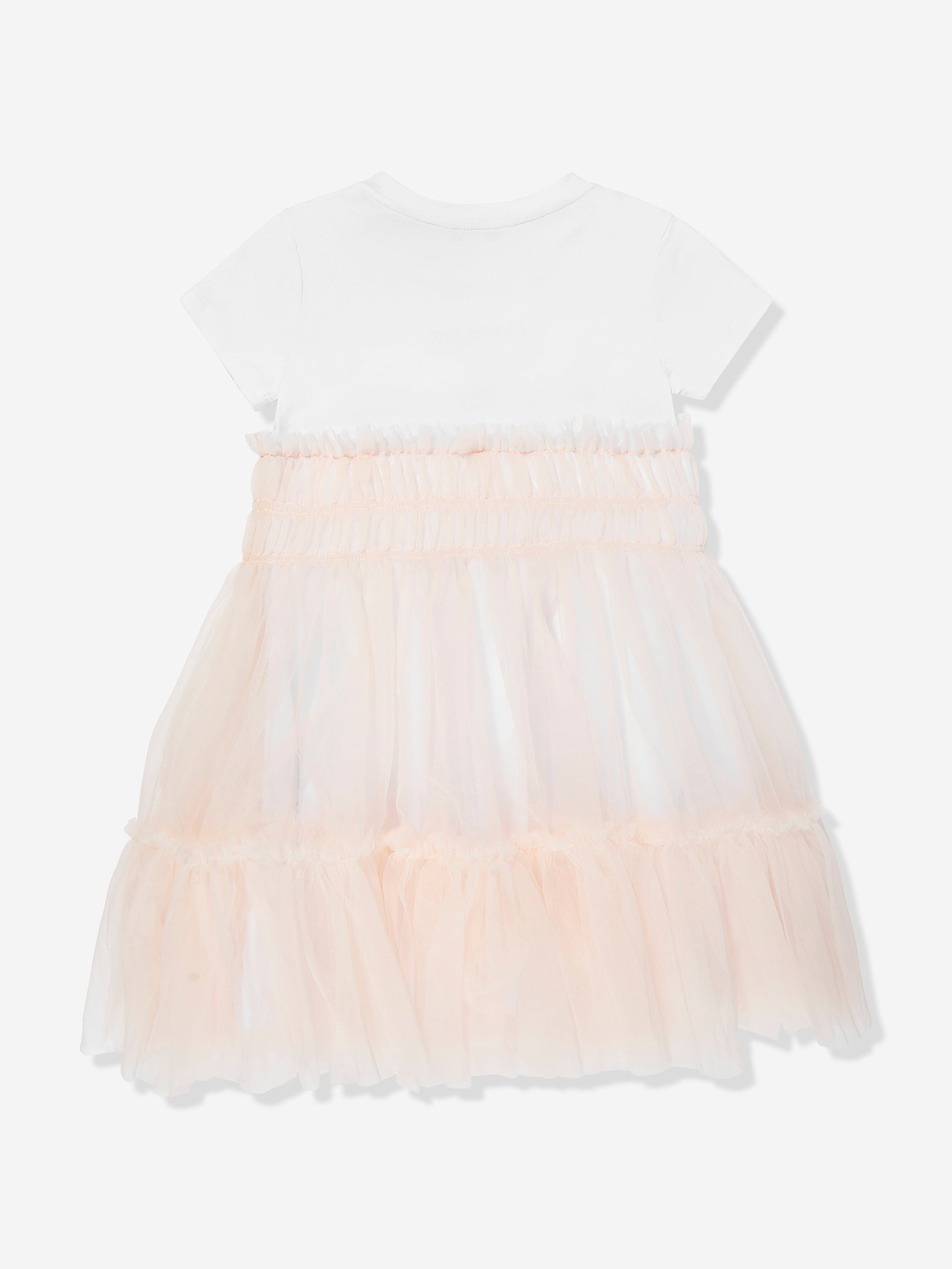 Girls Mixed Fabric Dress in Pink Pictures Cheap Pice