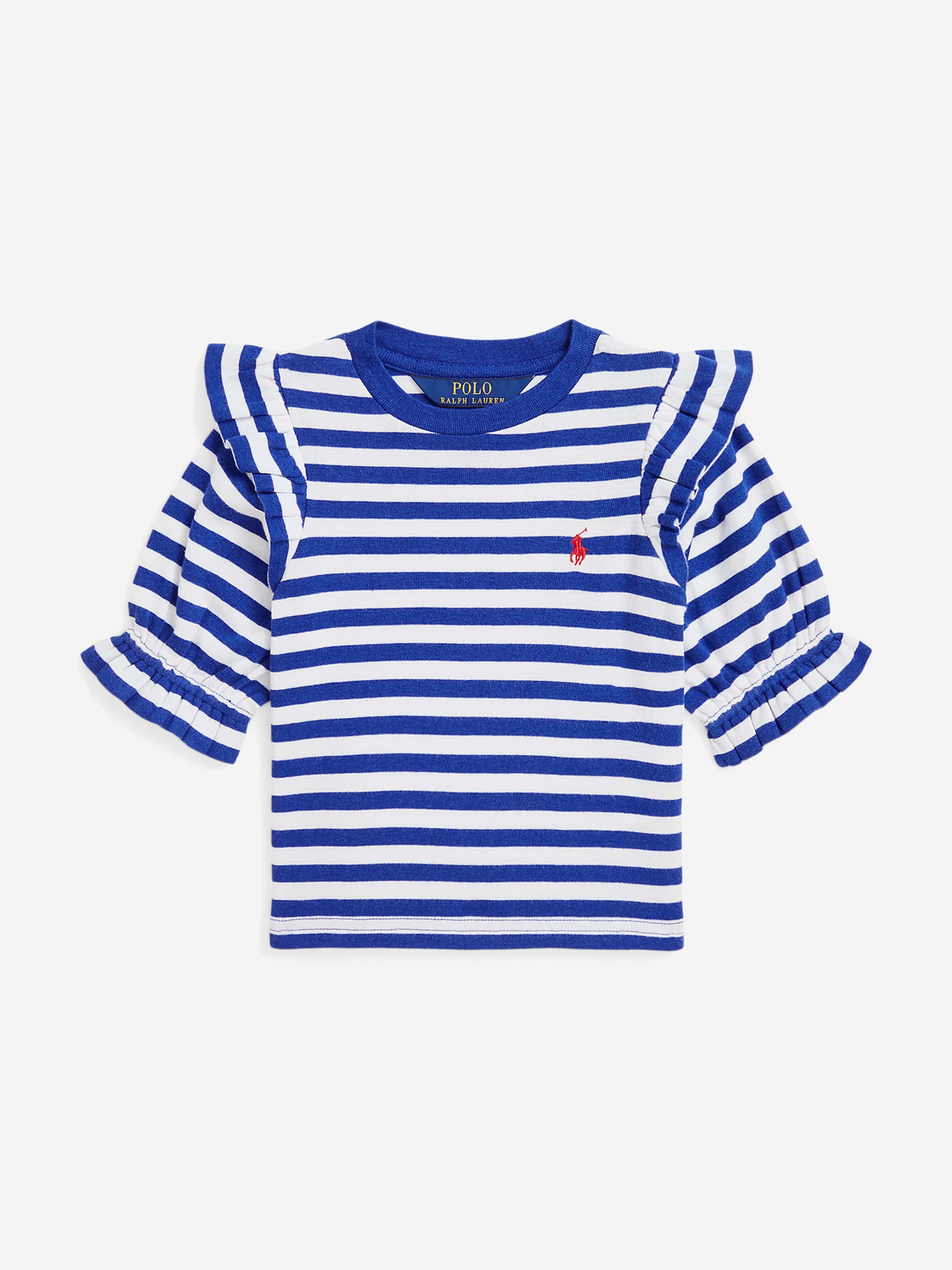 Girls Striped Ruffle Top in Blue Cheap Sale Explore