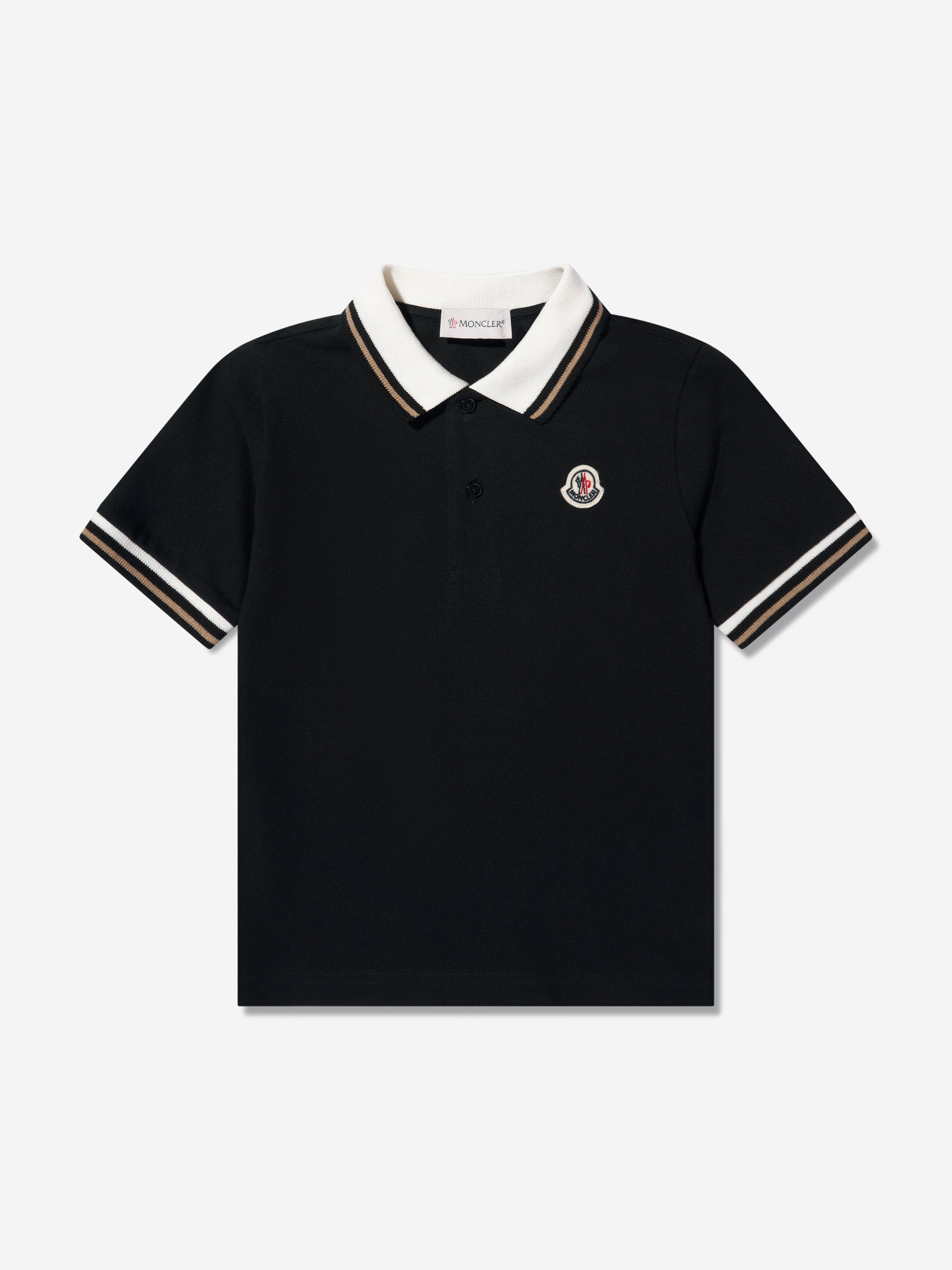 Moncler Enfant Boys Logo Polo Shirt in Black Cheap Sale Outlet Locations