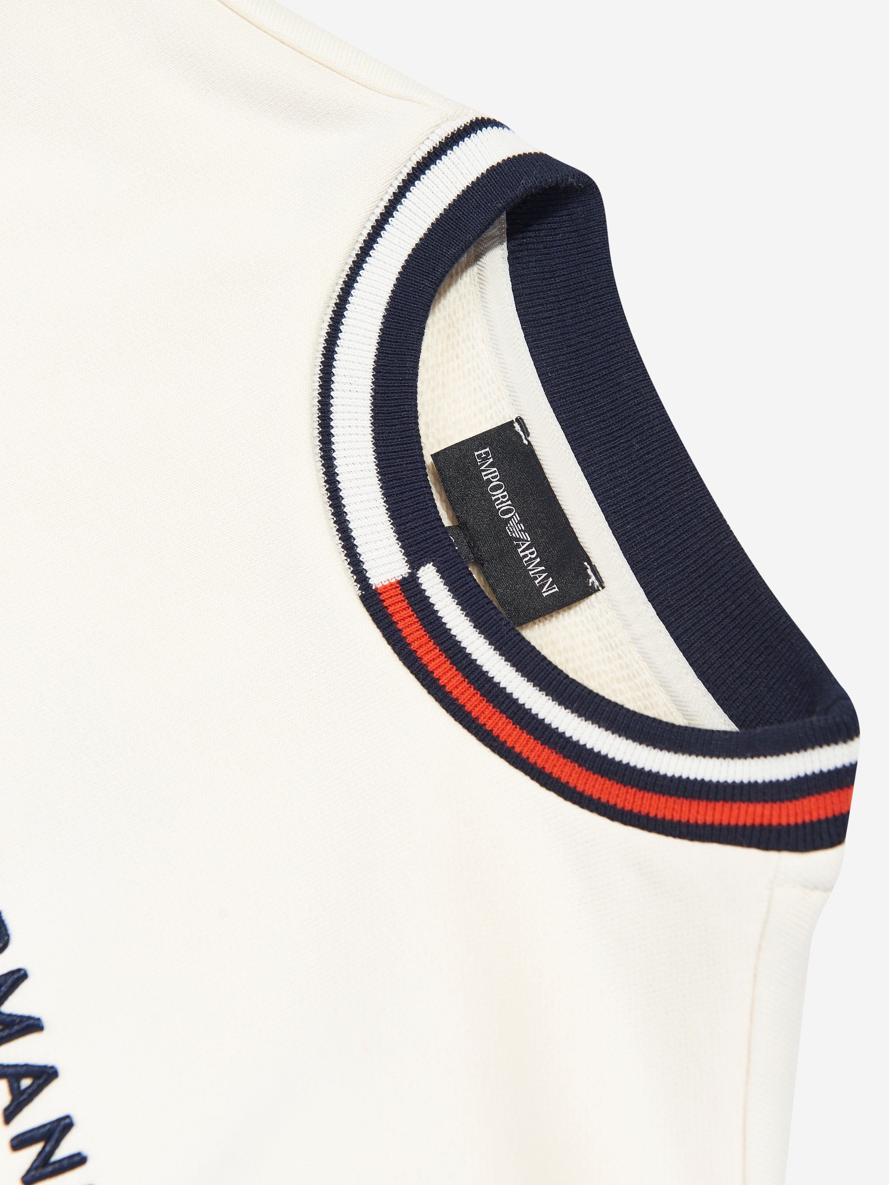 Emporio Armani Kids Logo Sweatshirt in Ivory Cheap Sale Amazon