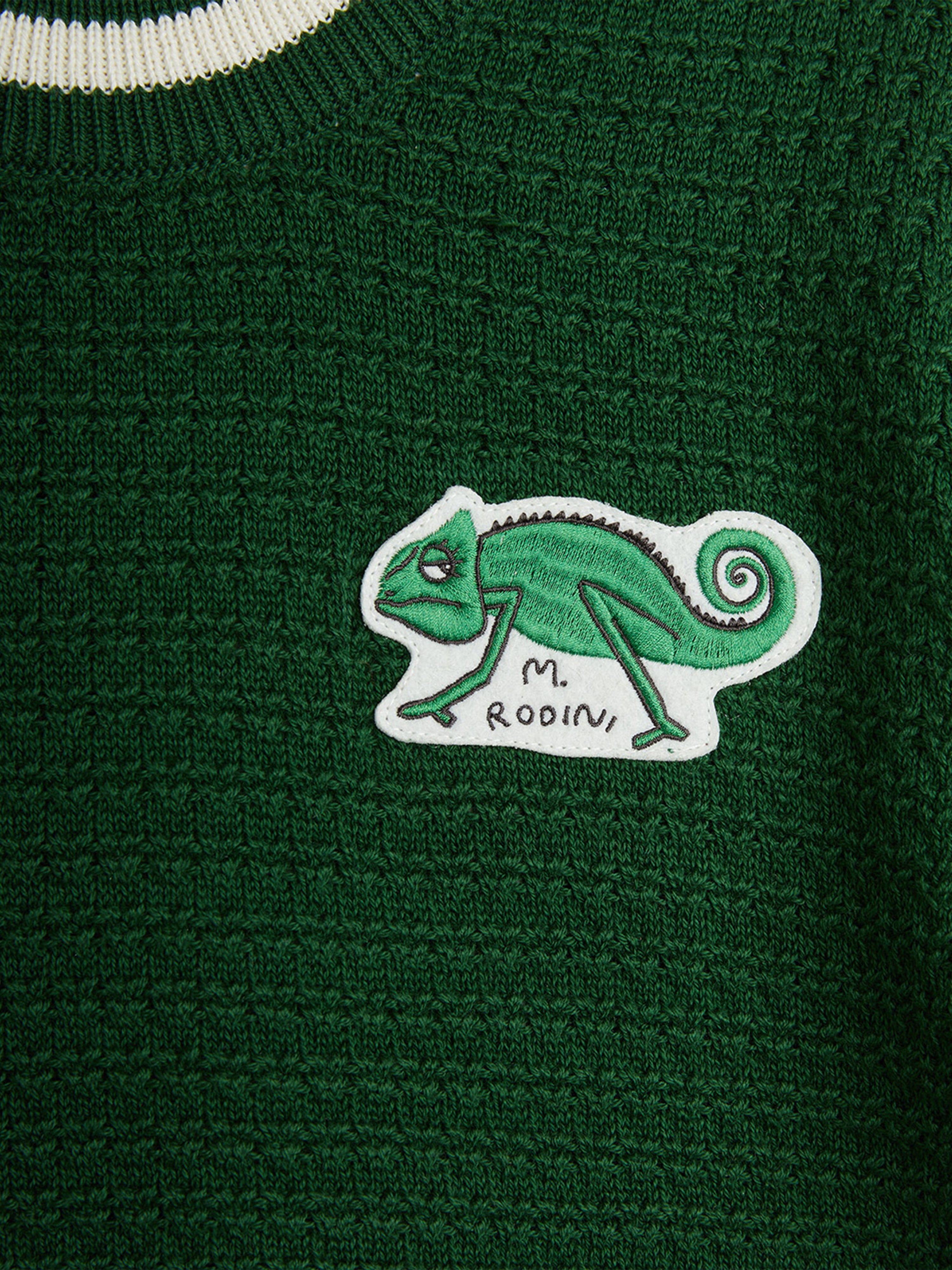 Kids Lizard Patch Crochet Knit T-Shirt in Green Brand New Unisex Sale Online