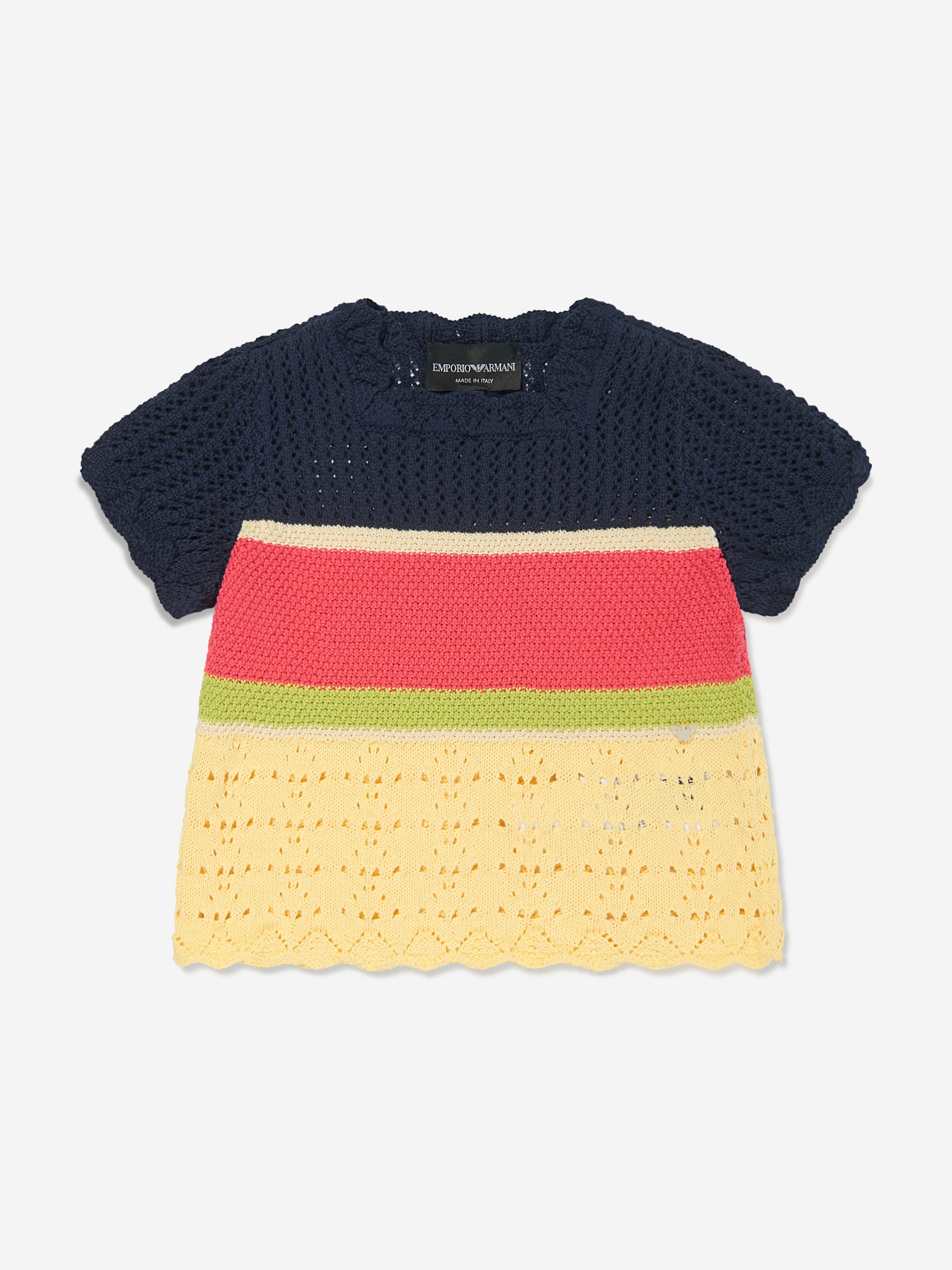 Emporio Armani Girls Crochet Knit T-Shirt in Multicolour Buy Cheap With Credit Card