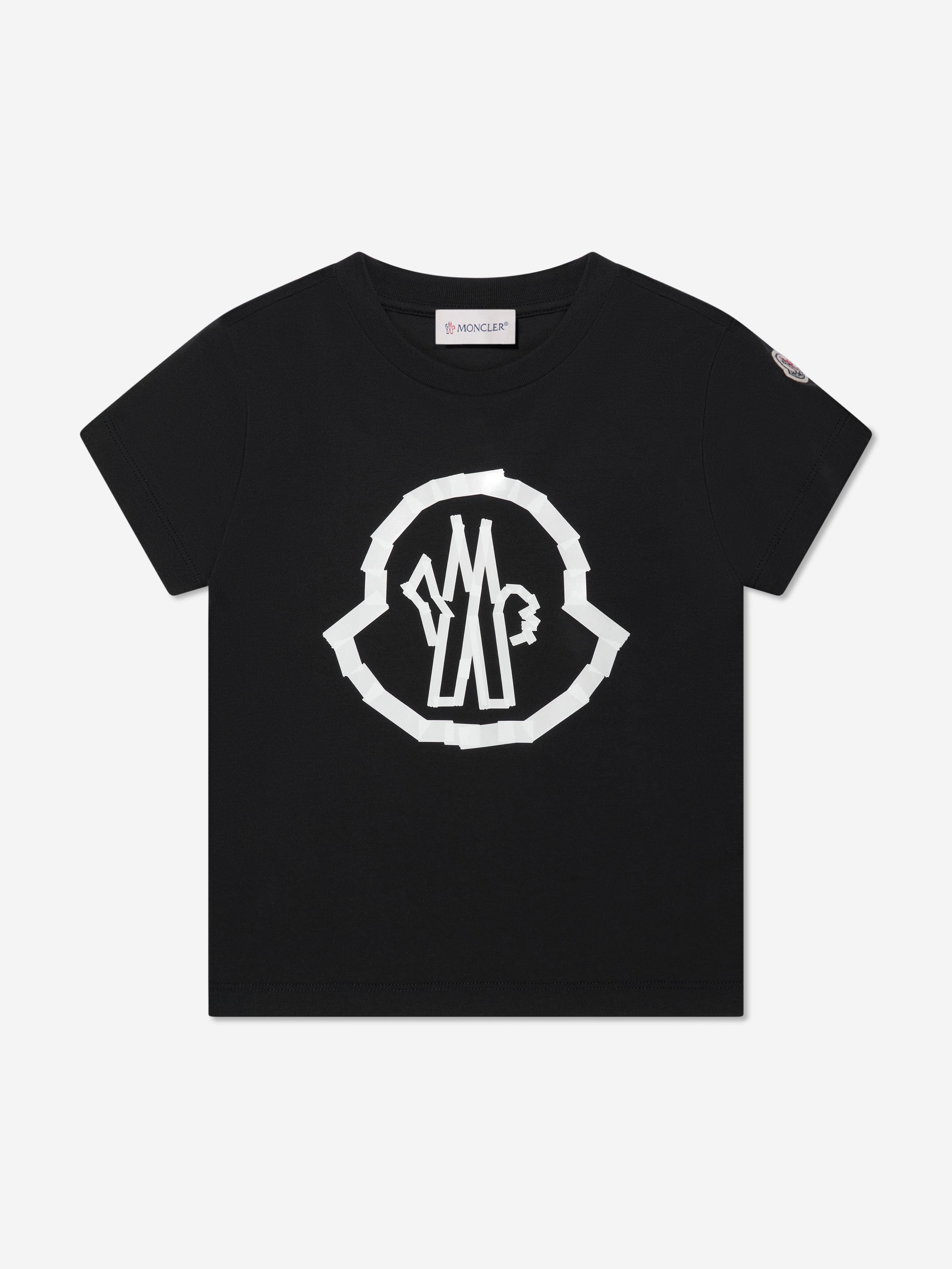 Moncler Enfant Boys Logo t-Shirt in Black Low Pice Fee Shipping Sale Online