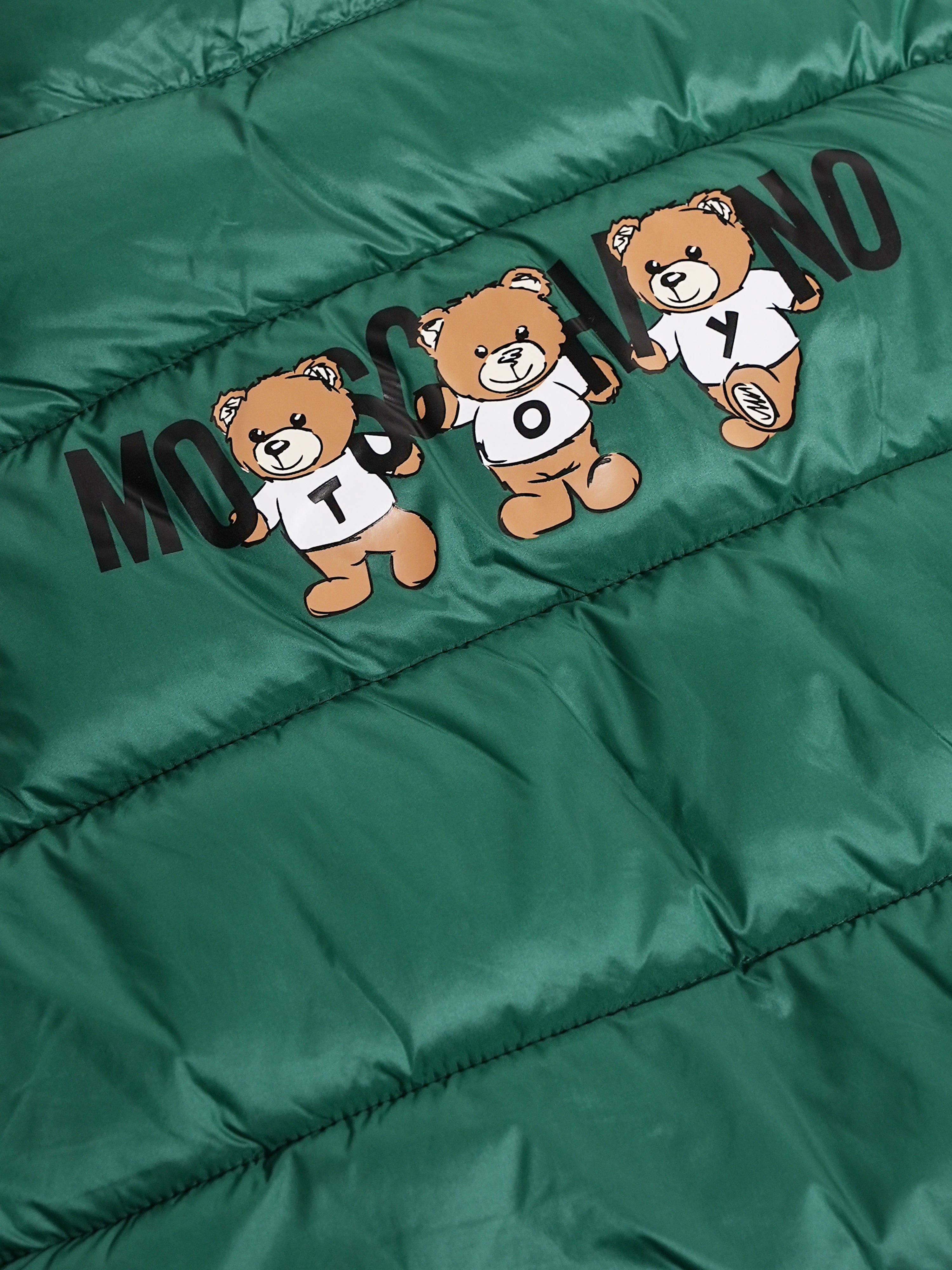 Moschino Kids Bear Logo Gilet in Green Inexpensive