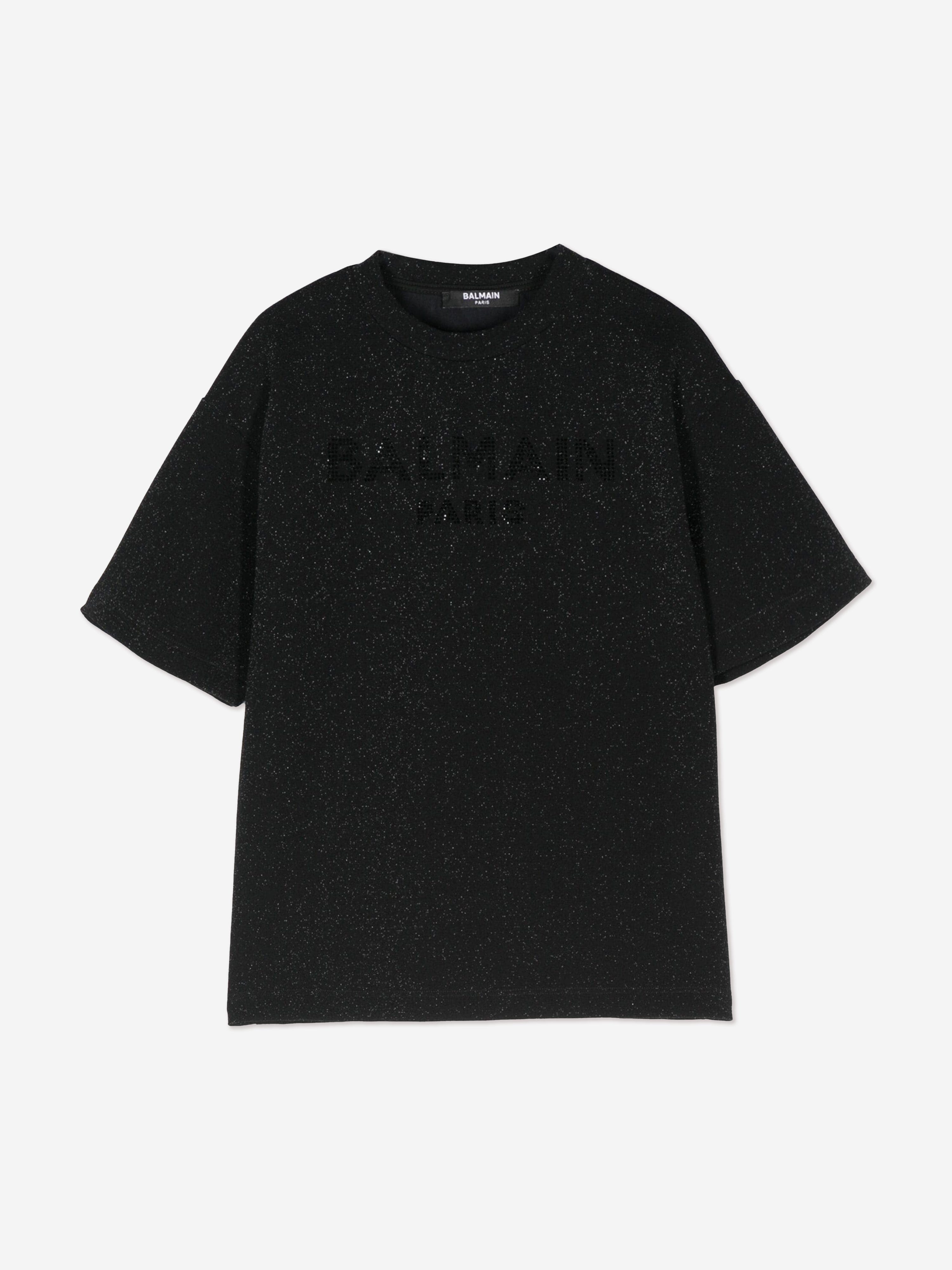 Balmain Boys Paris Logo T-Shirt in Black Clearance Official