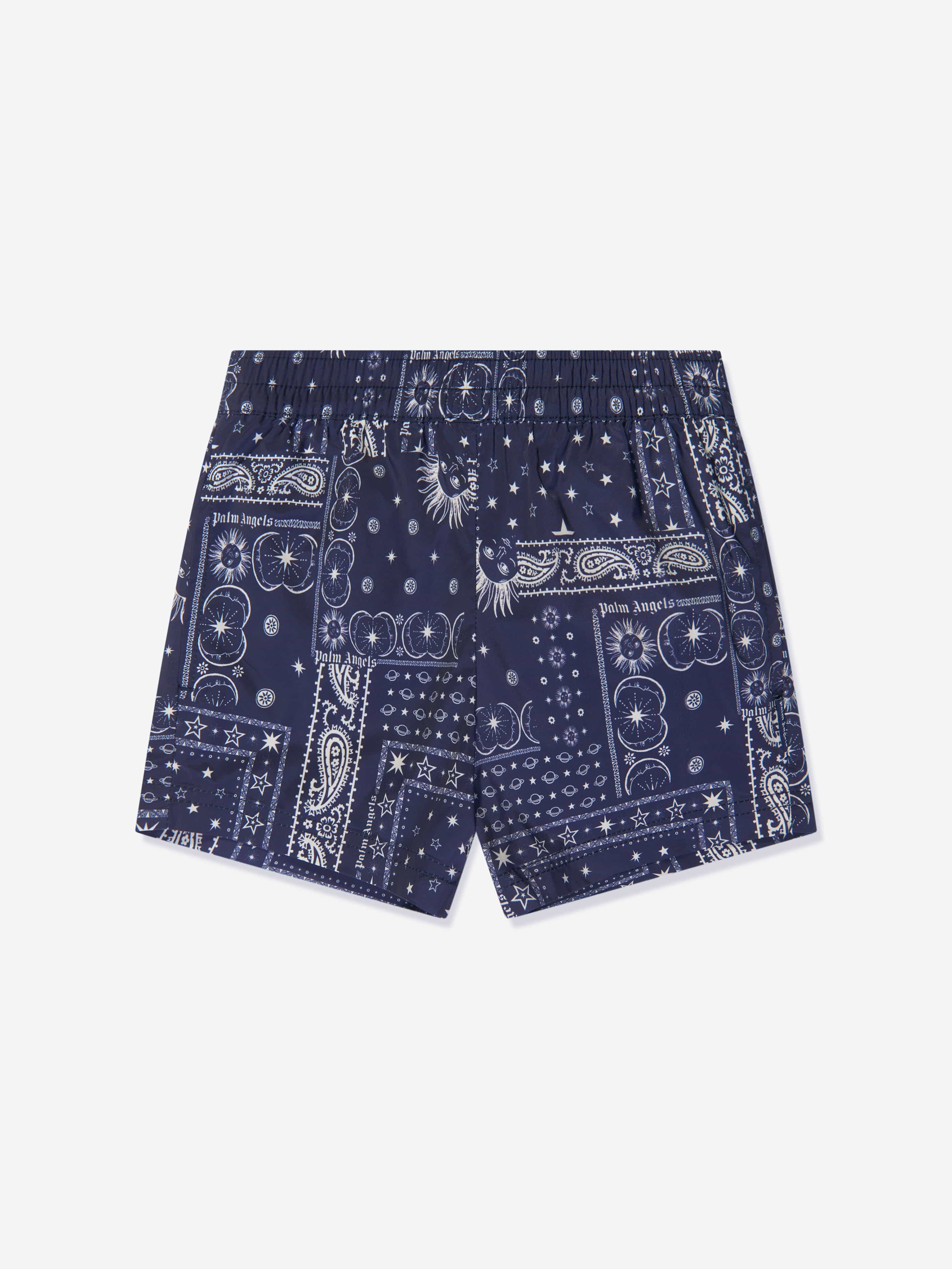 Palm Angels Boys Astro Paisley Swim Shorts in Navy Shipping Discount Authentic