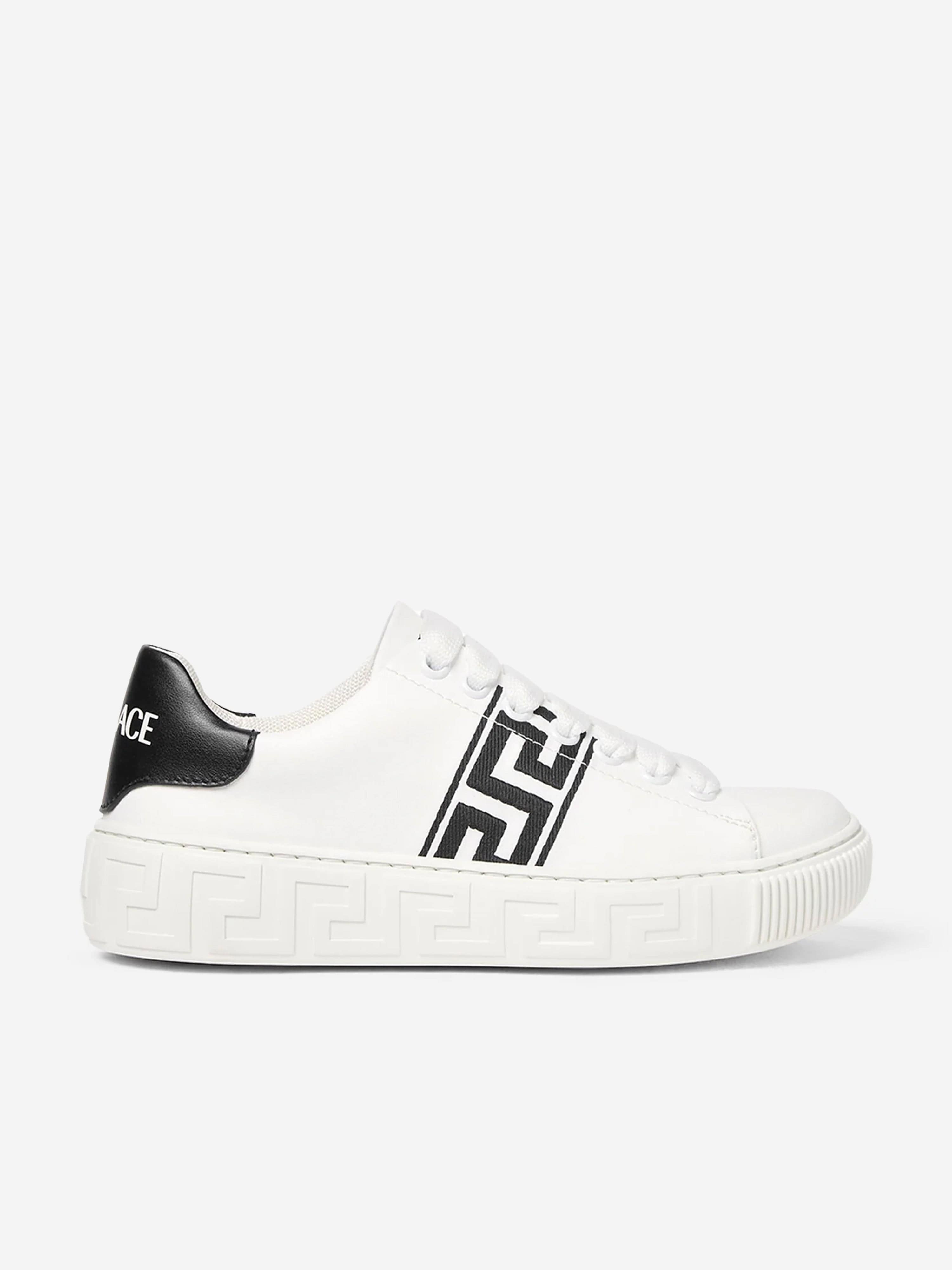 Versace Kids La Greca Low Top Trainers in White Outlet Wiki