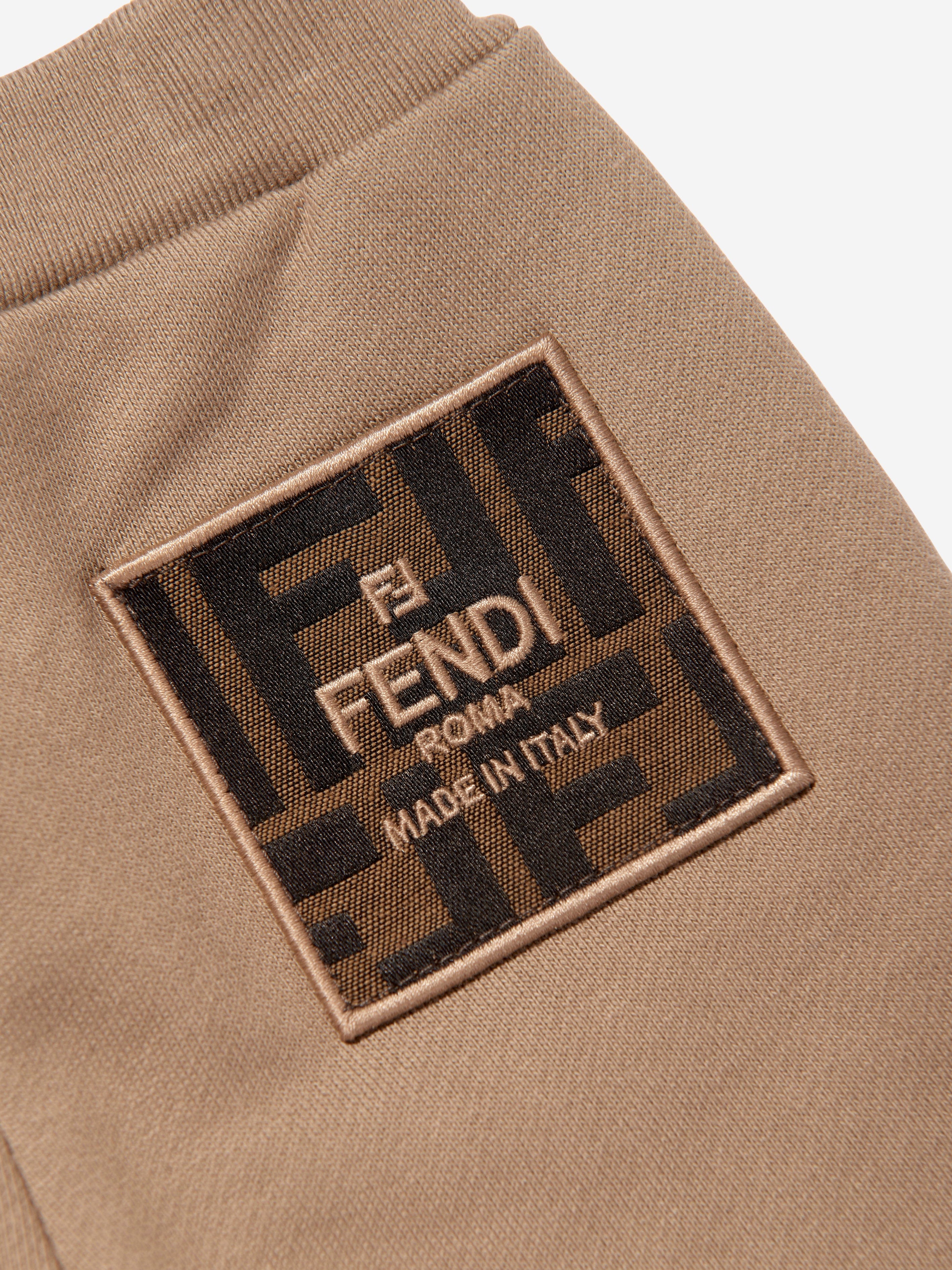 Fendi Baby Logo Patch Joggers in Beige Discount Big Discount