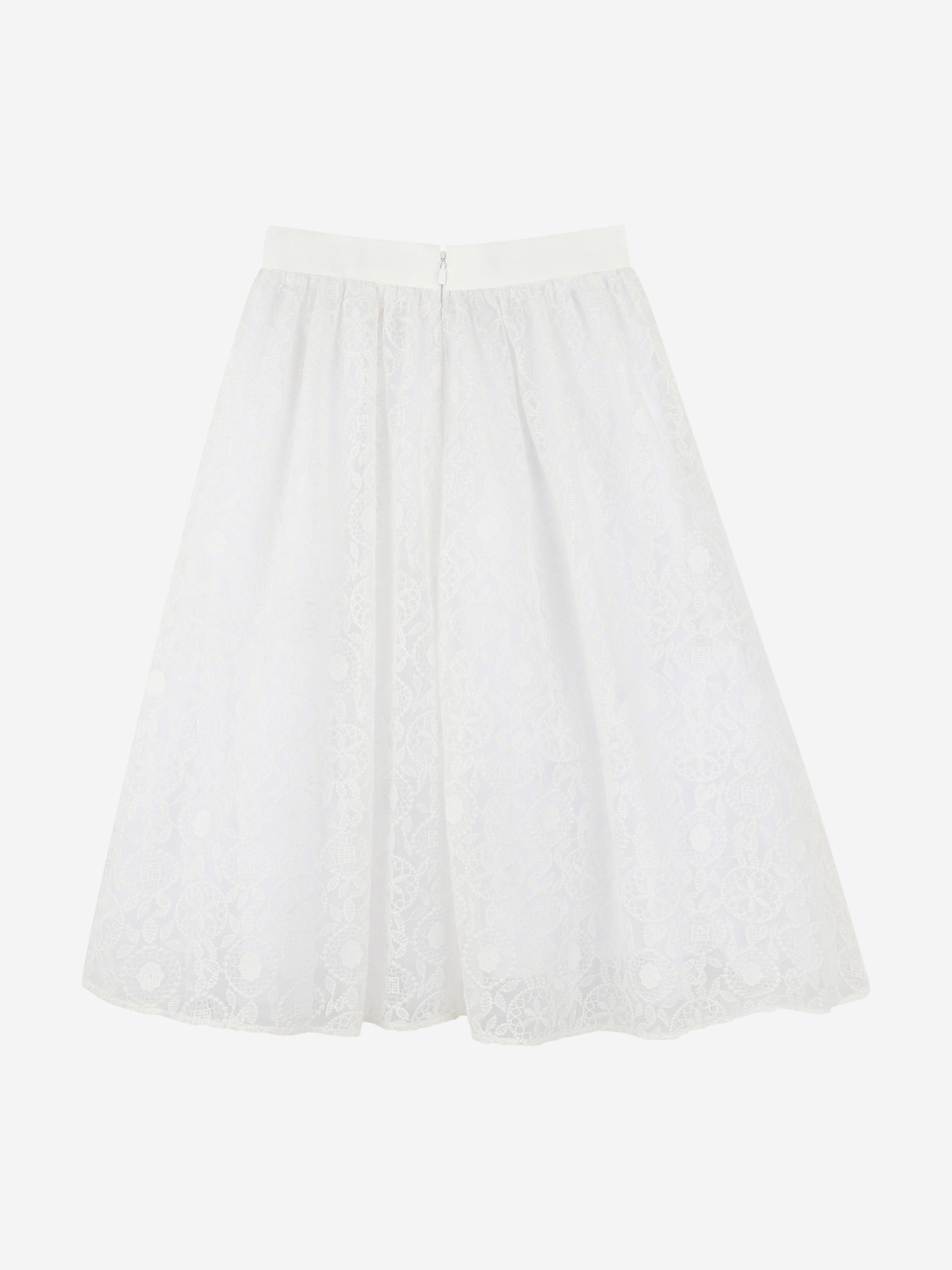 Girls Logo Tulle Skirt in White Cheap 100% Authentic