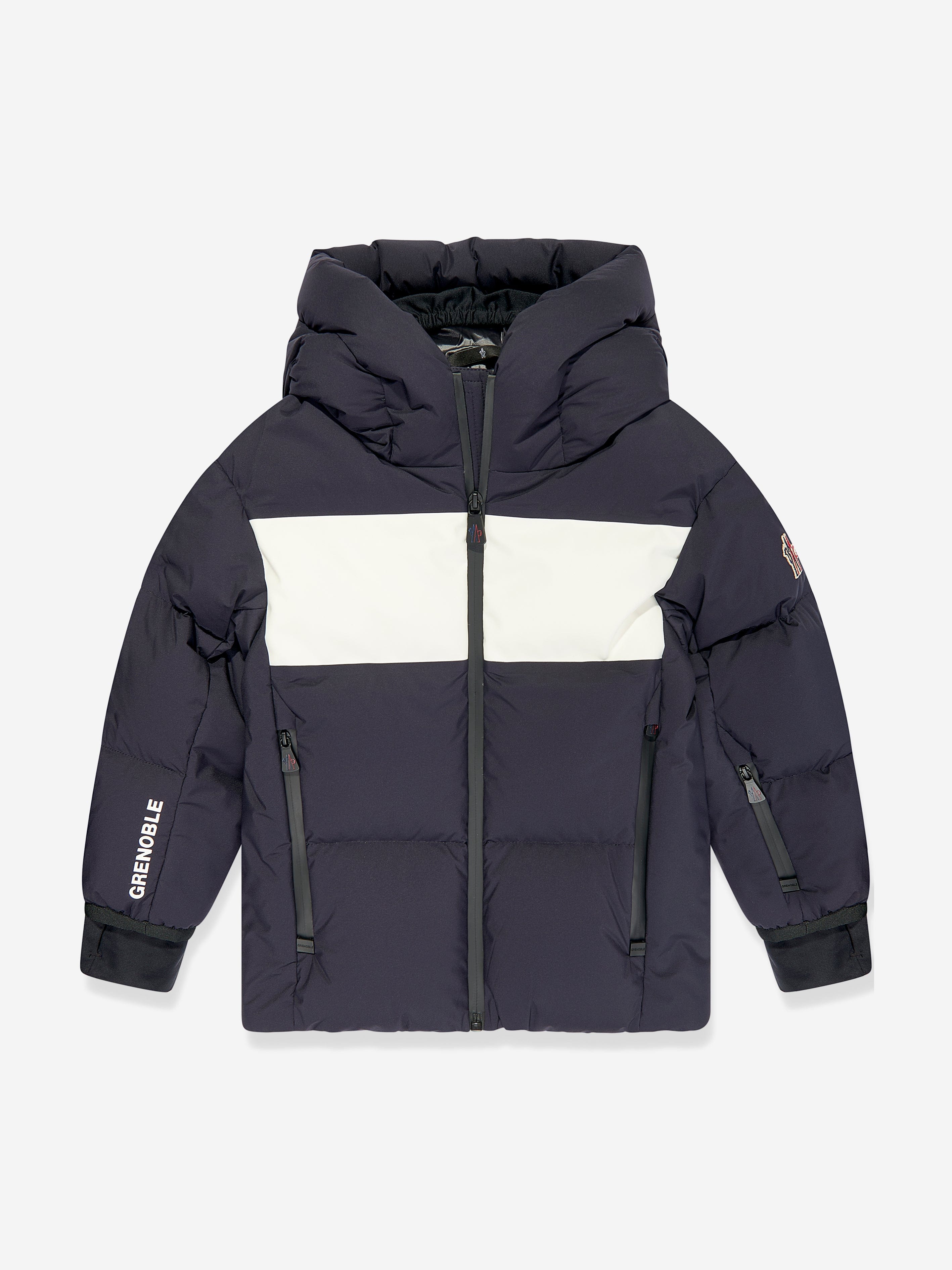 Moncler Enfant Boys Grenoble Down Padded Zinal Jacket in Navy Discount Low Cost