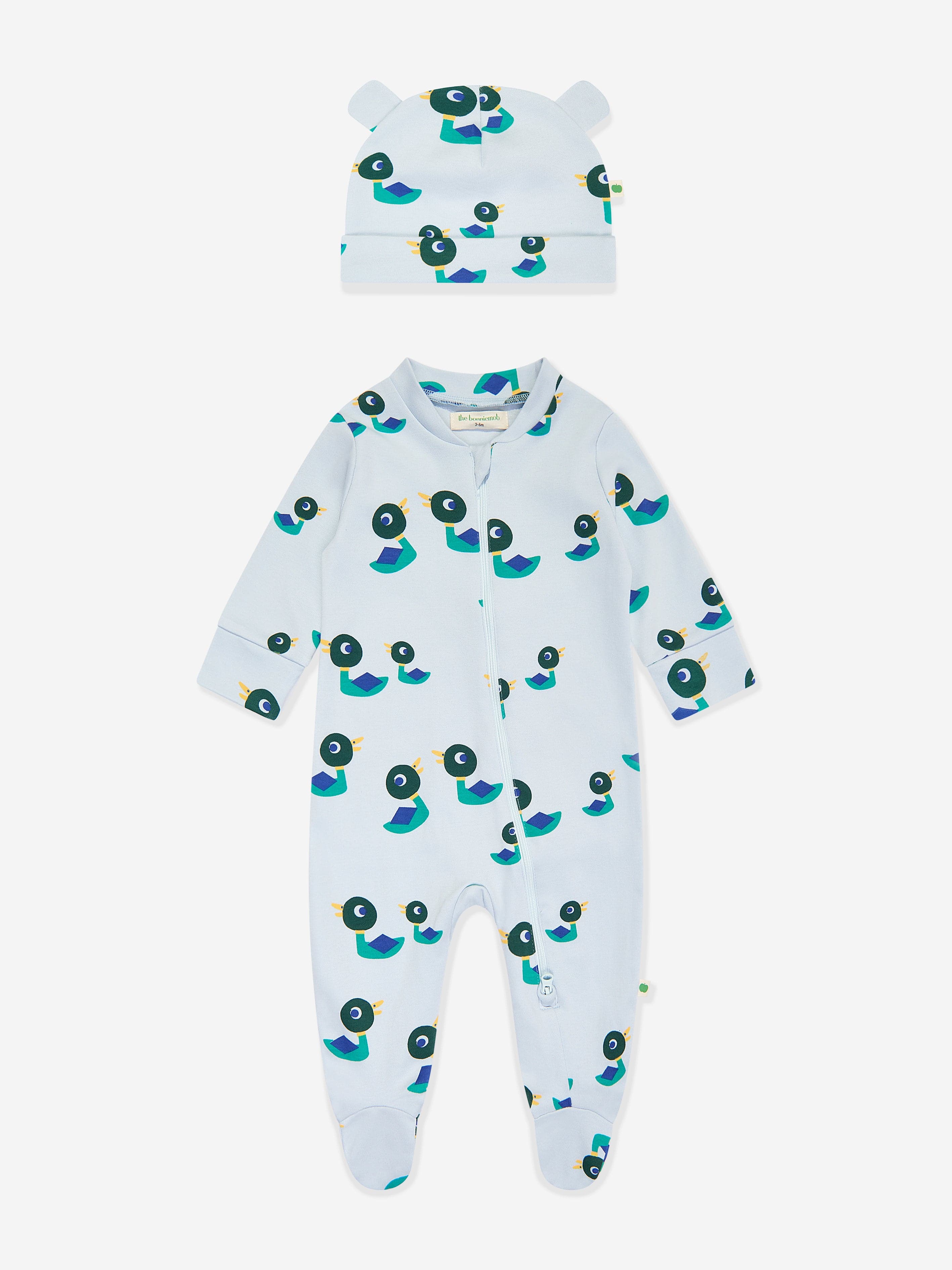 The Bonnie Mob Baby Boys Ducks Babygrow and Hat Set in Blue Cheap Official