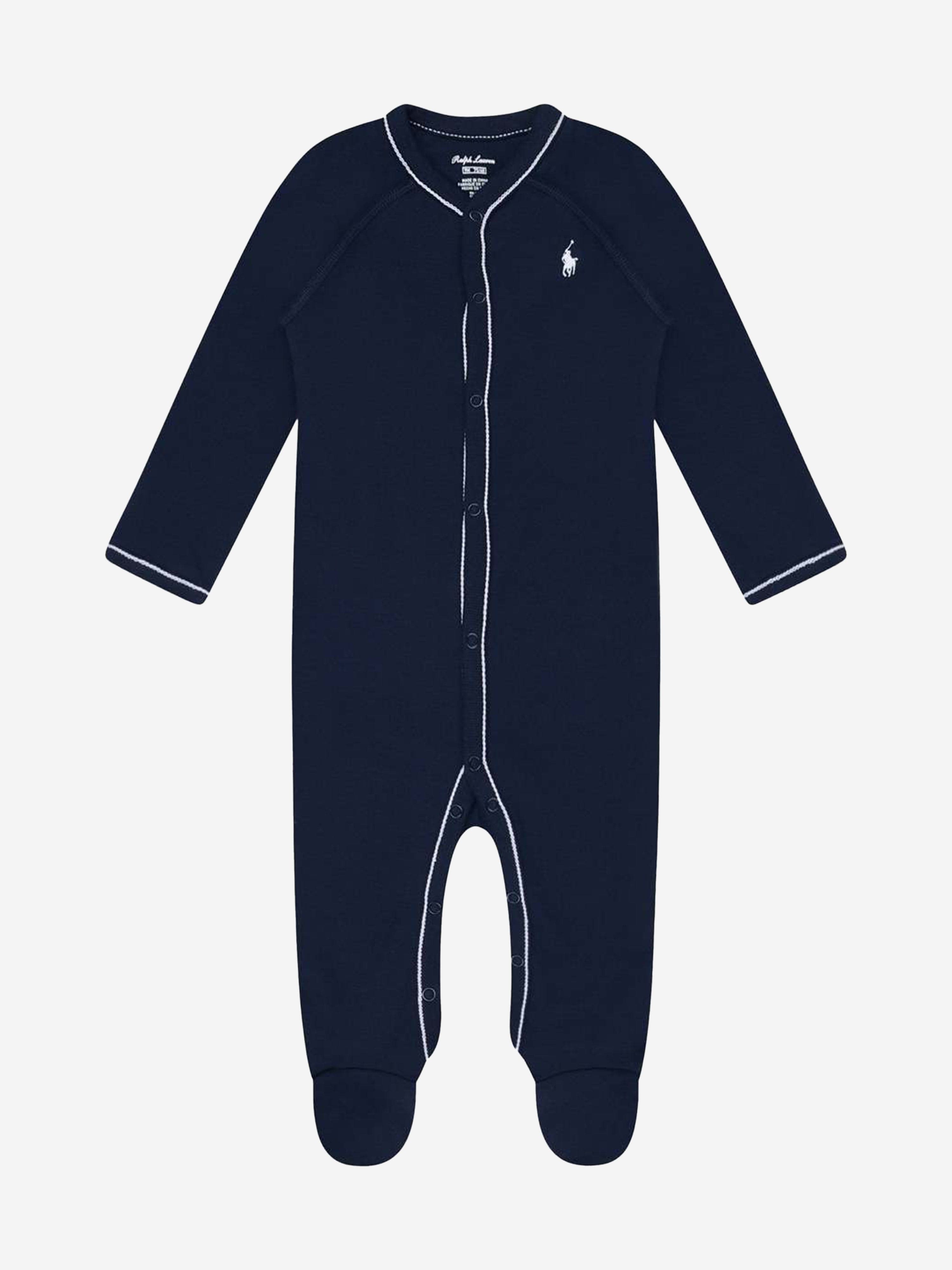 Ralph Lauren Baby Boys Logo Babygrow in Navy Cost Cheap Pice