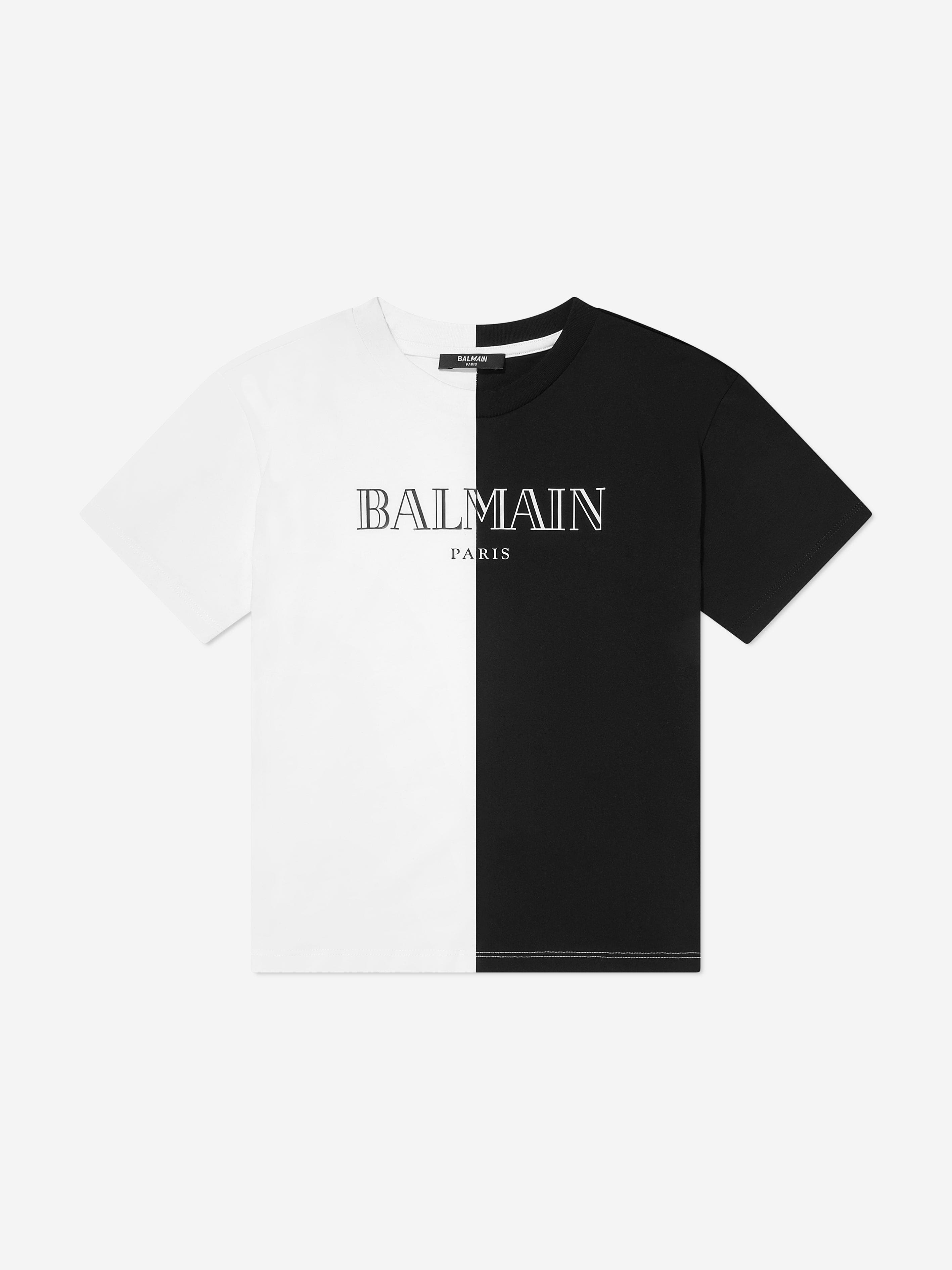 Balmain Kids Colourblock Logo T-Shirt in White Looking For Online