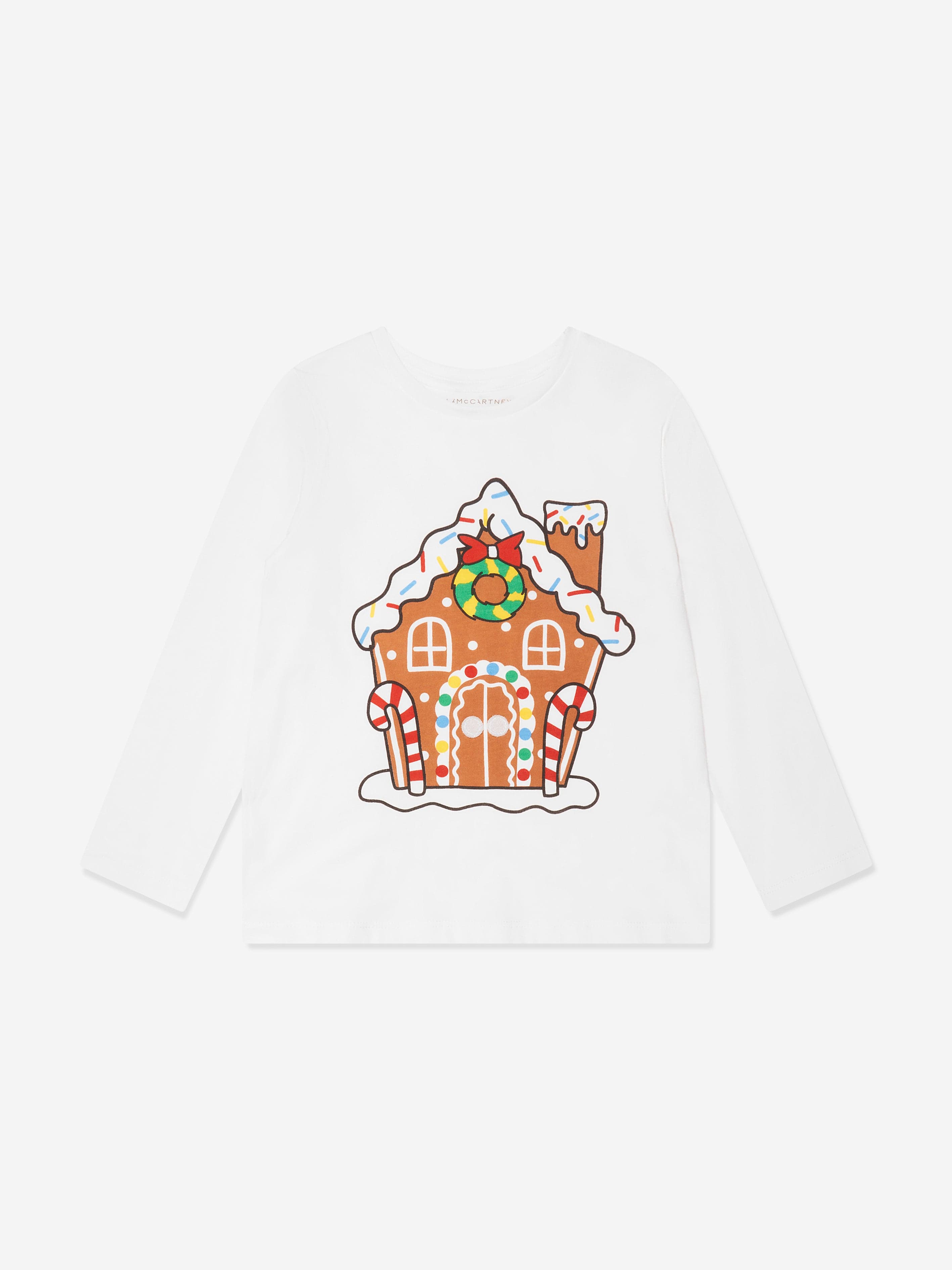Stella McCartney Kids Gingerbread House T-Shirt in Ivory Discount Classic