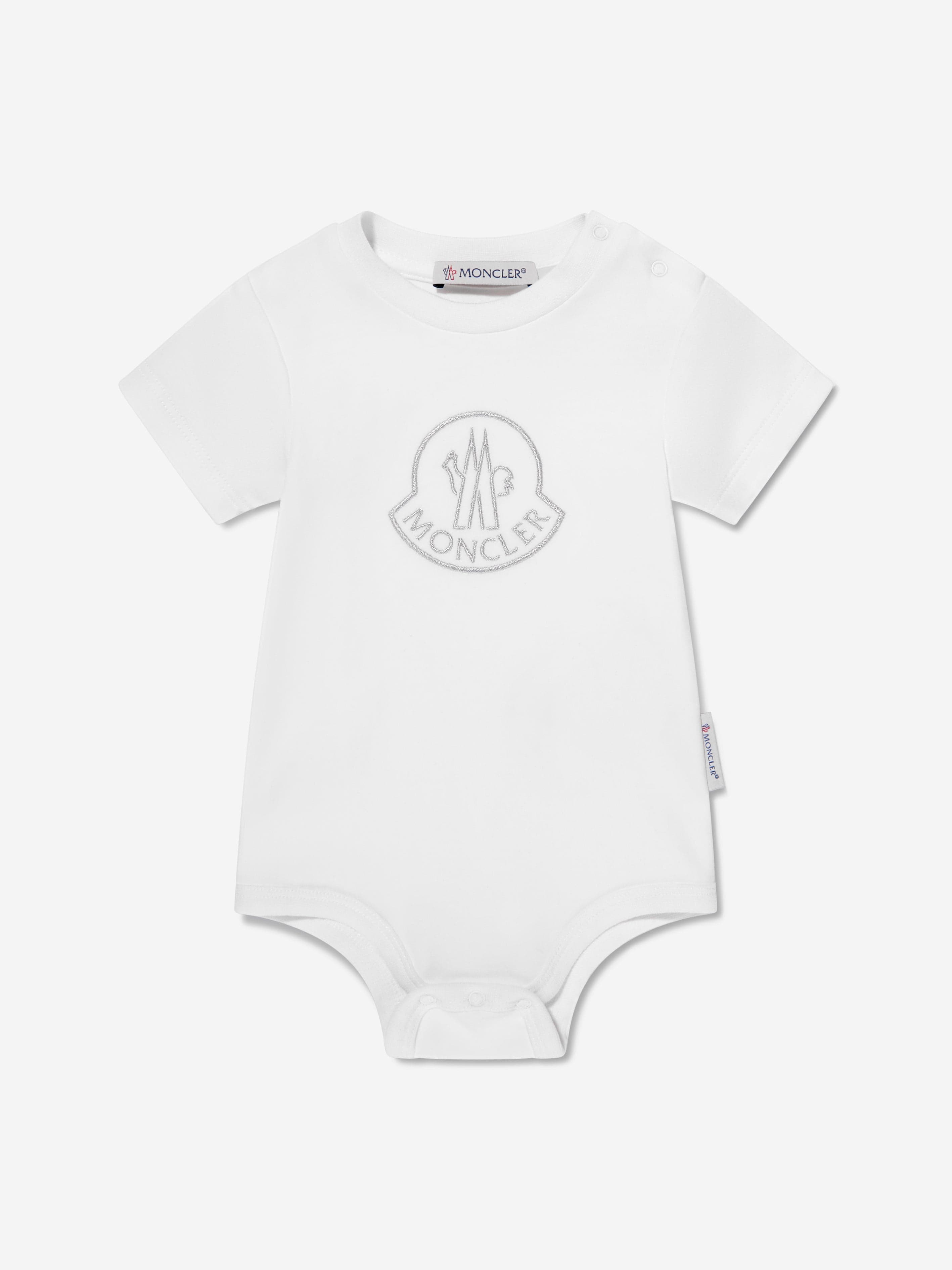 Moncler Enfant Baby Logo Bodysuit in White Outlet Store Cheap Online