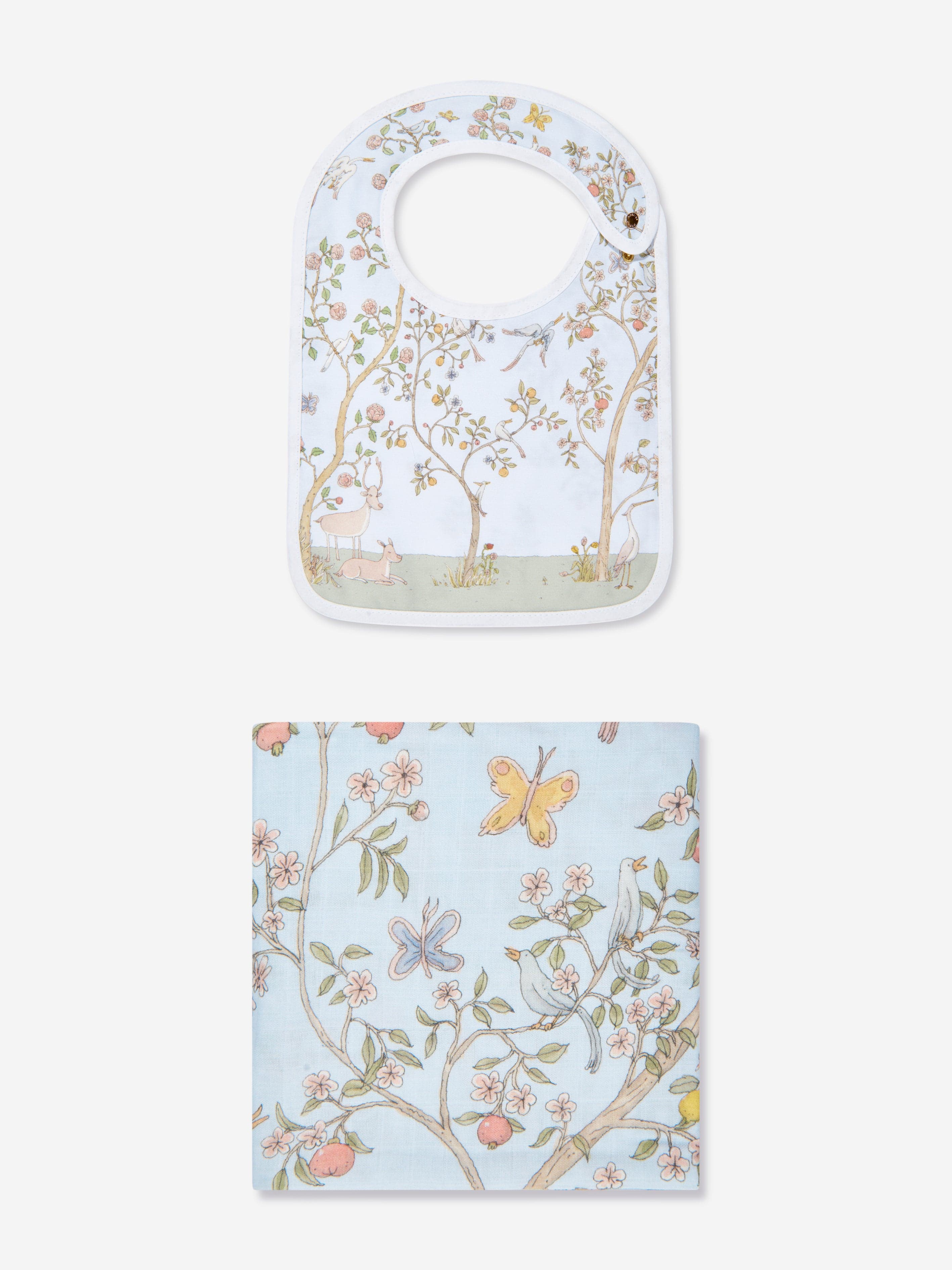 Atelier Choux Baby Boys In Bloom Swaddle And Satin Bib Set in Blue Free Shipping Online