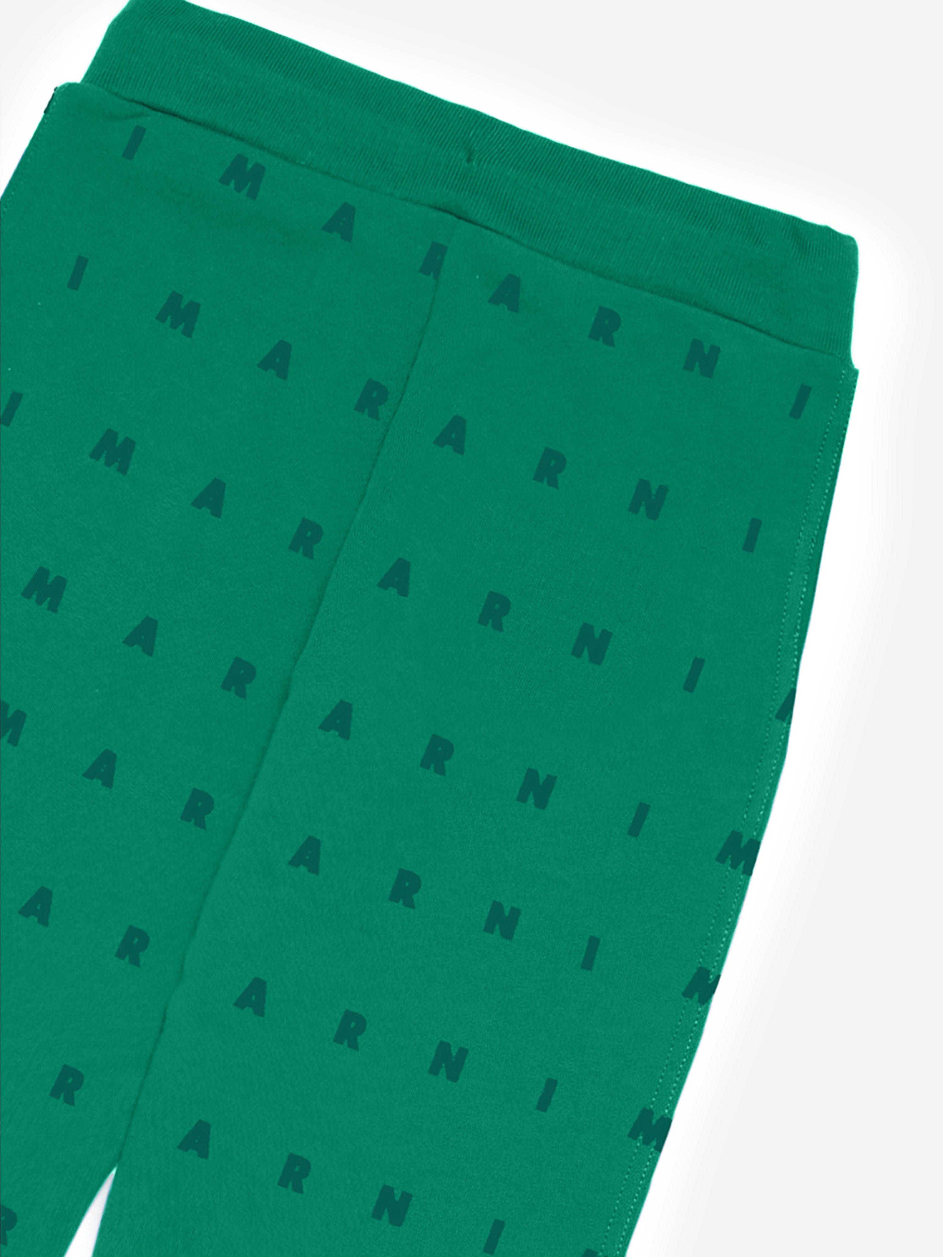 MARNI Kids Logo Joggers in Green Outlet Original