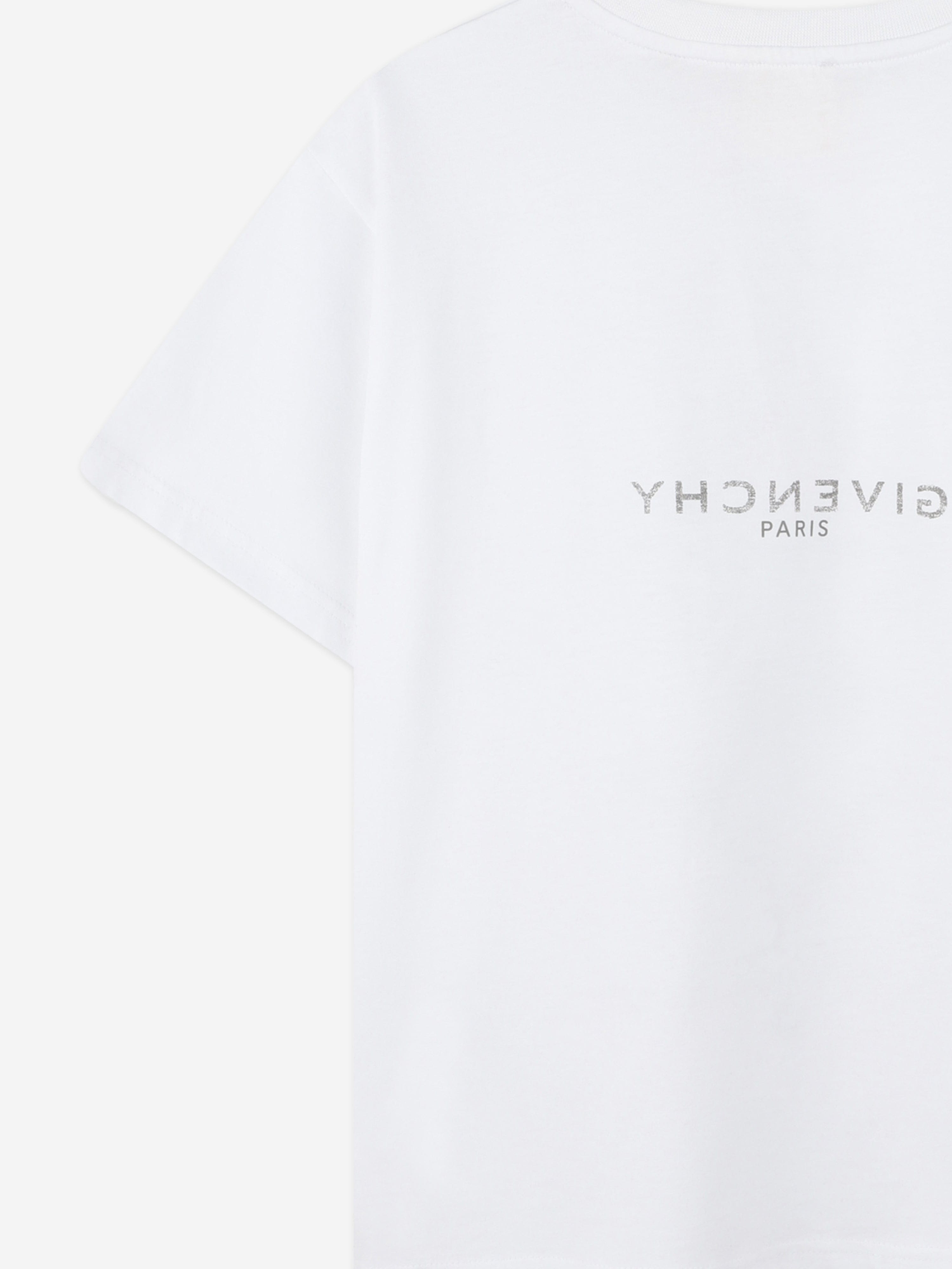 Boys Logo Print T-Shirt in White Cheapest Pice