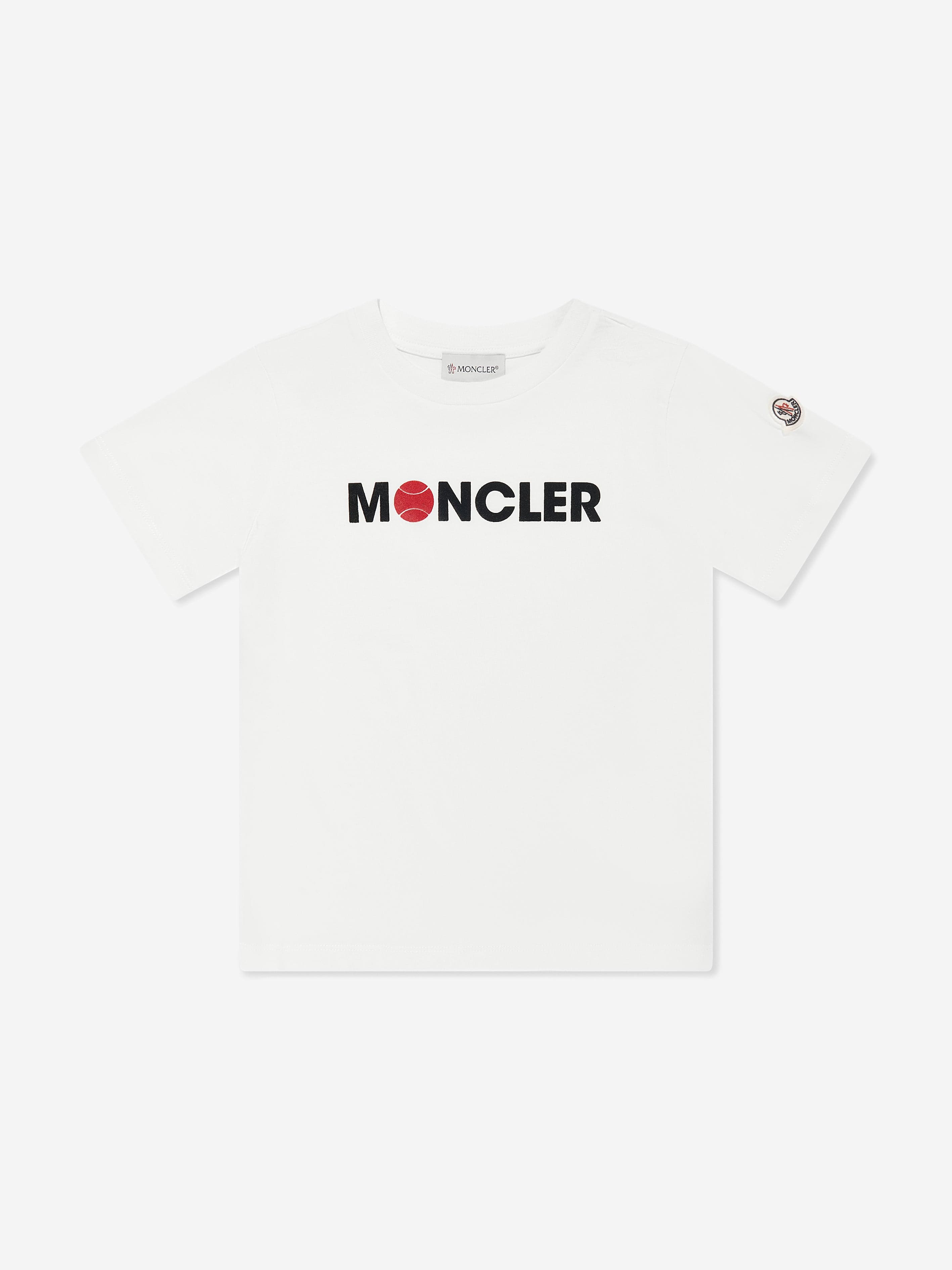 Moncler Enfant Boys Basketball Logo T-Shirt in White Cheap Sale Collections