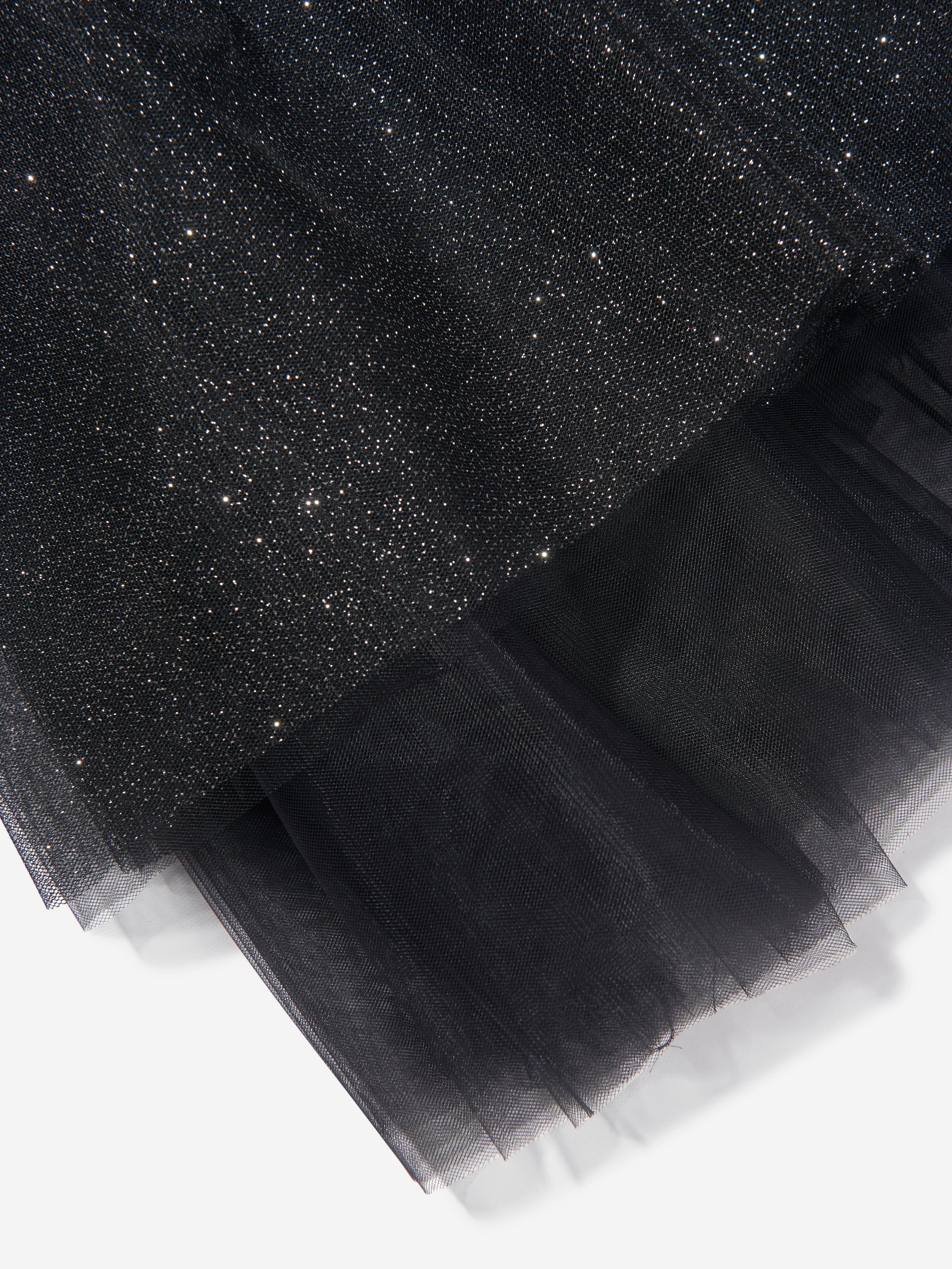 Monnalisa Girls Glittery Tulle Mini Dress in Black Geniue Stockist Cheap Pice