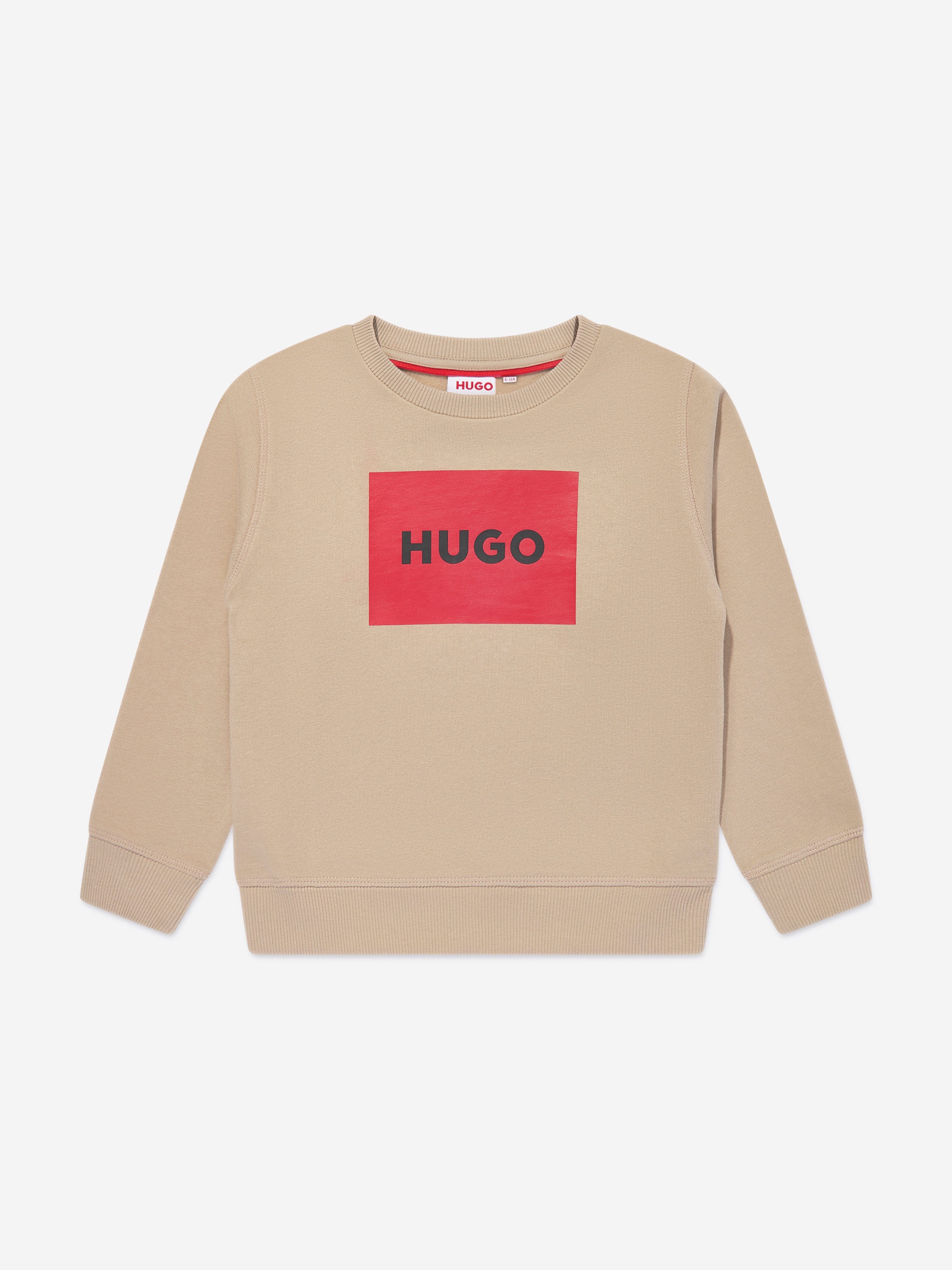 Hugo Boys Logo Print Sweatshirt in Beige Buy Cheap Discounts