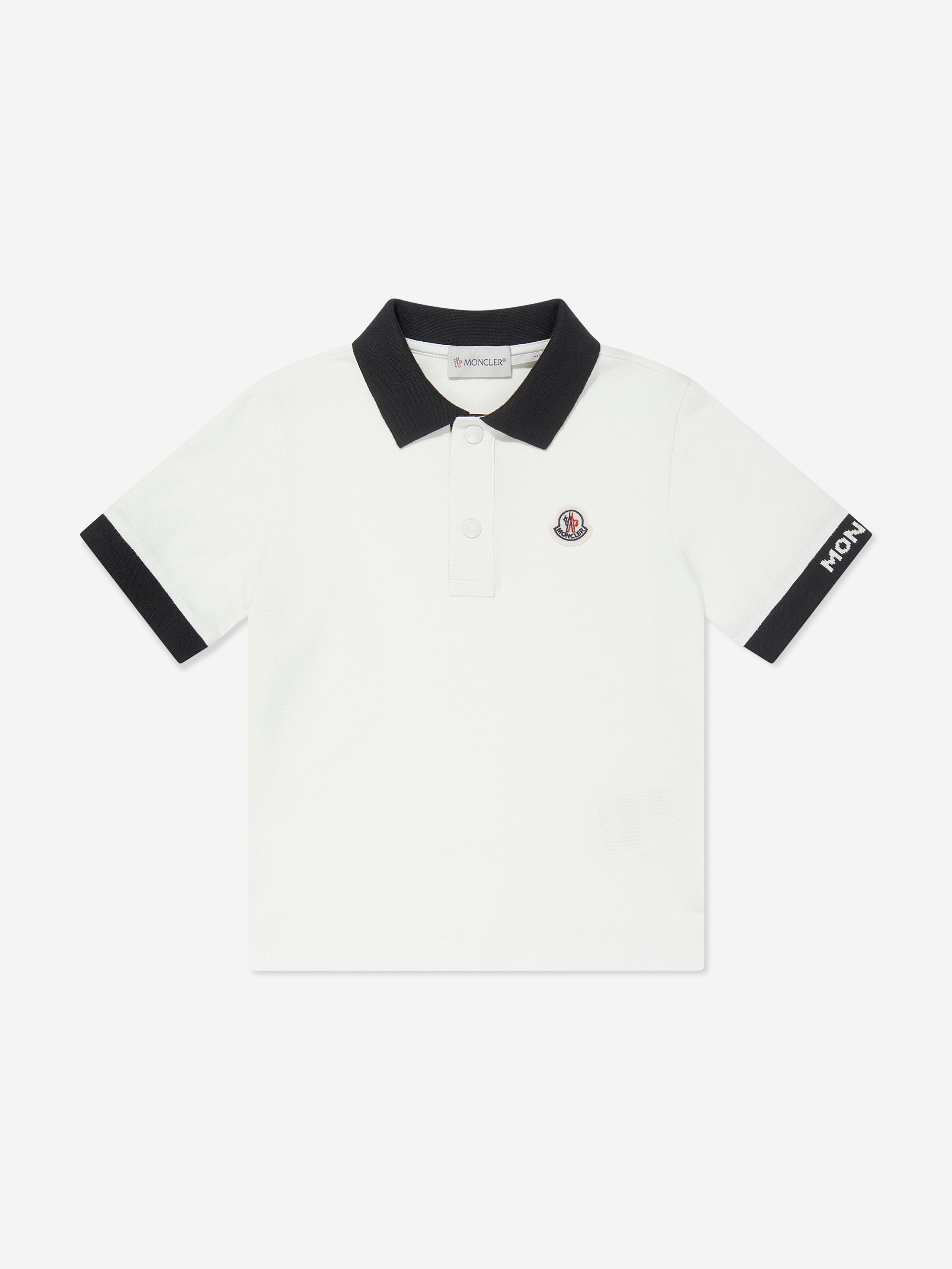 Moncler Enfant Boys Logo Polo Shirt in White Outlet Store Online