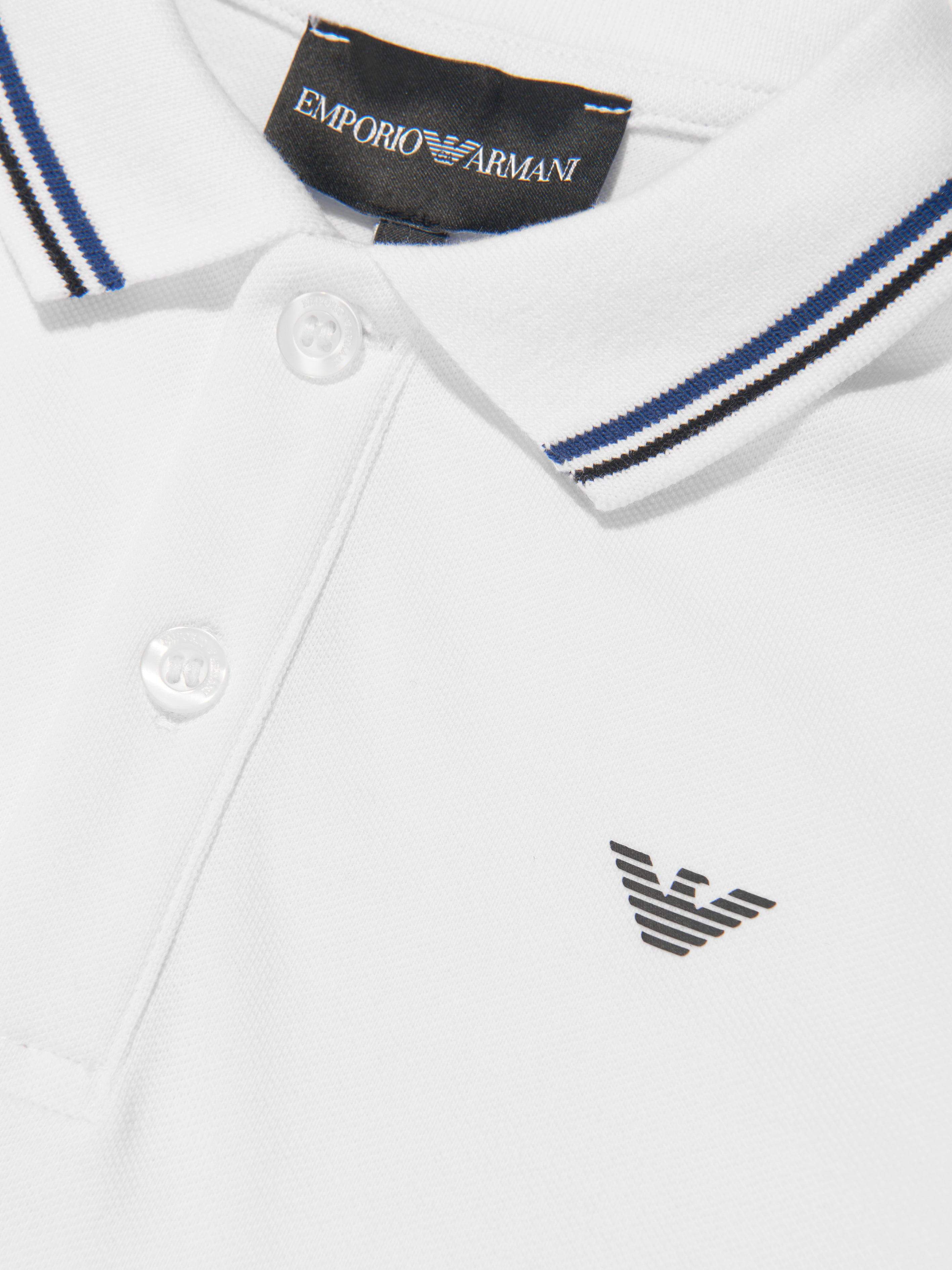 Emporio Armani Boys Long Sleeve Polo Shirt In White Buy Cheap Fashion Style