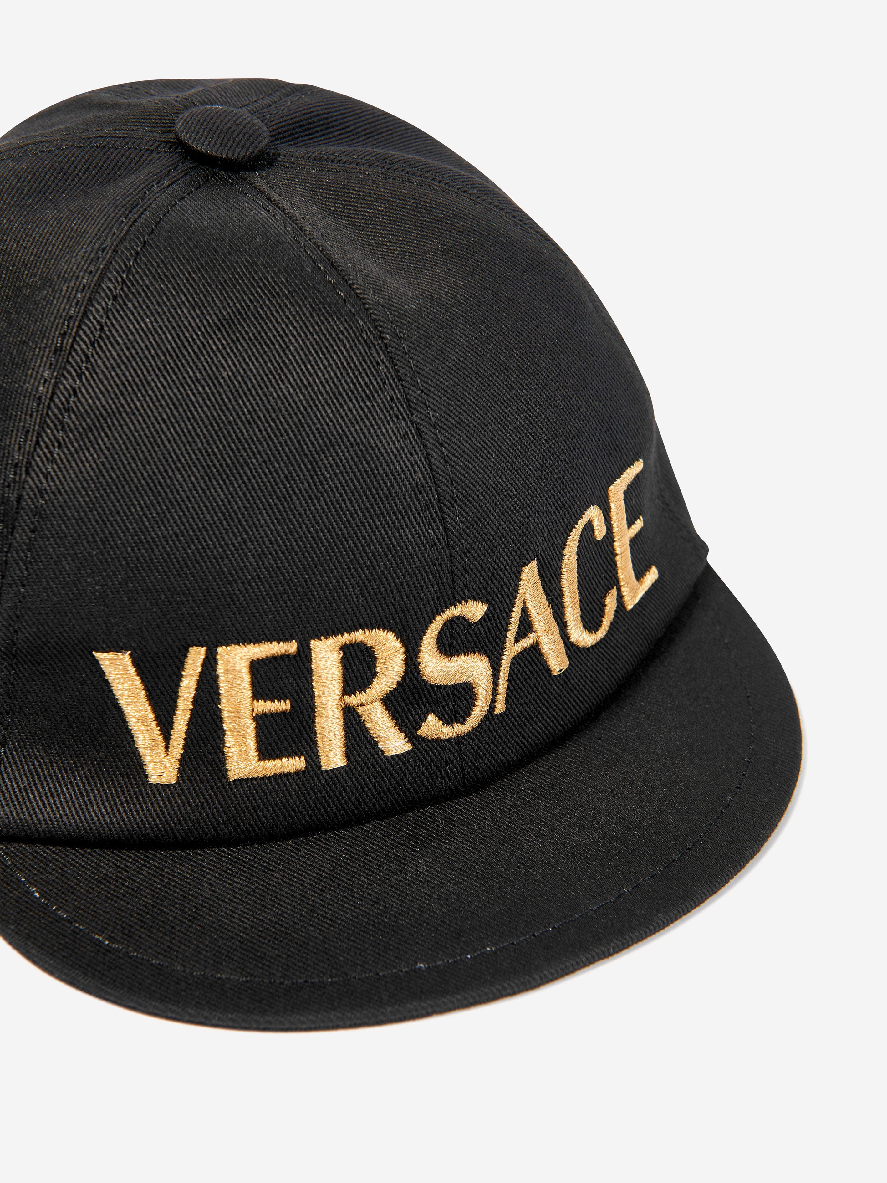 Versace Kids Embroidered Logo Cap in Black Best Pices
