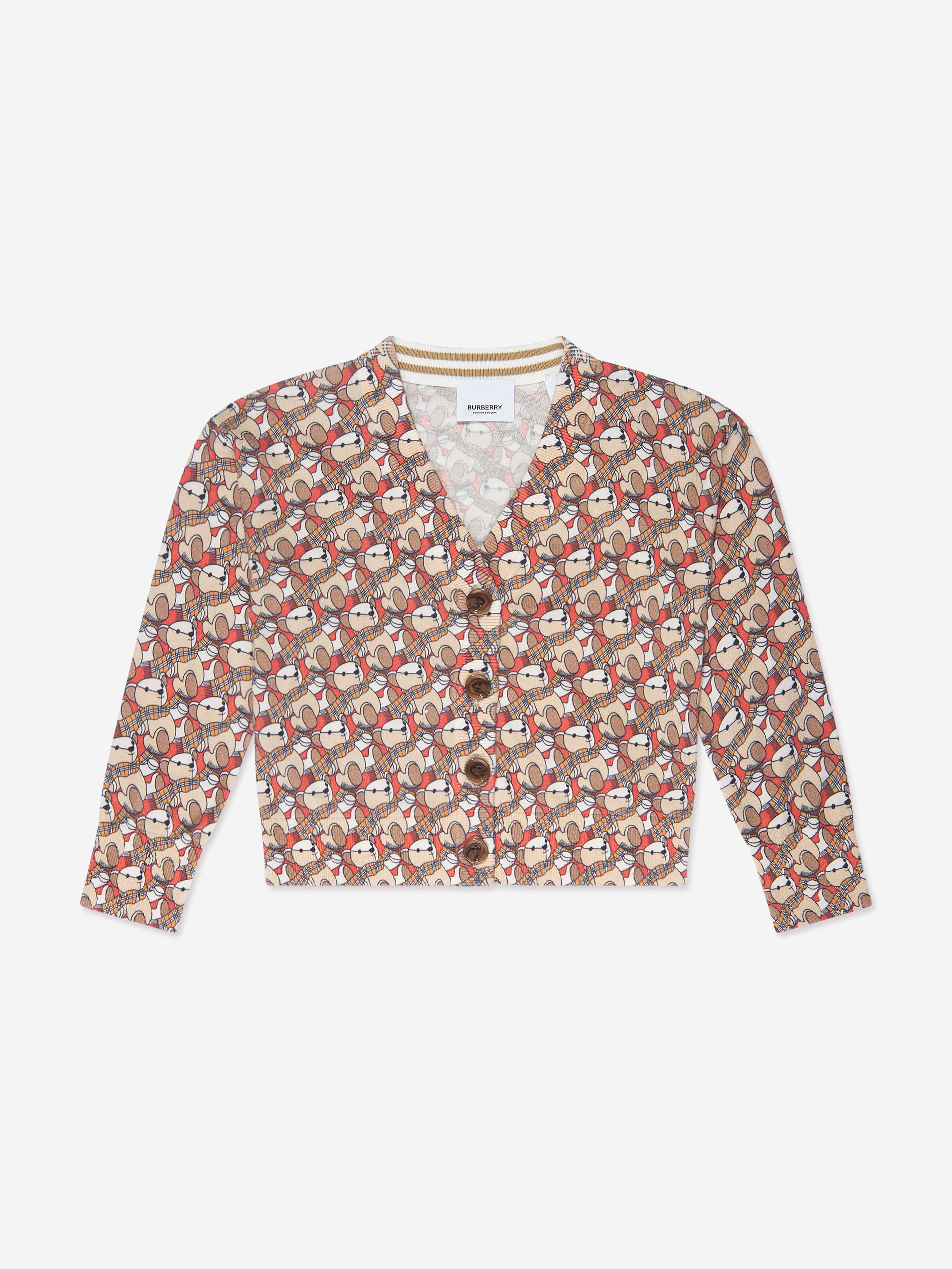 Burberry Girls Nicolette Bears Cardigan in Beige Free Shipping Comfortable